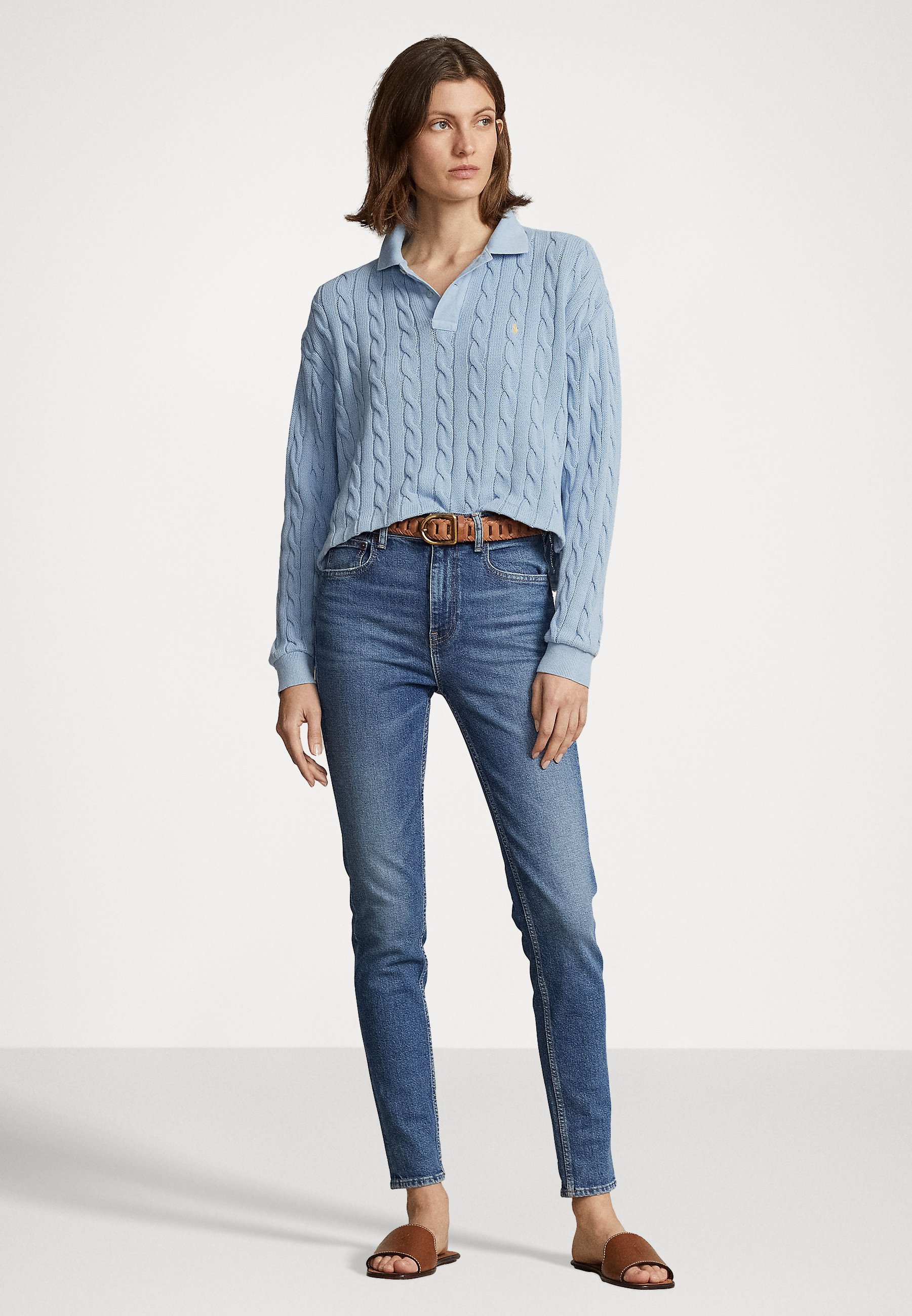 Polo Ralph Lauren LONG SLEEVE - Jumper - powder blue/blue