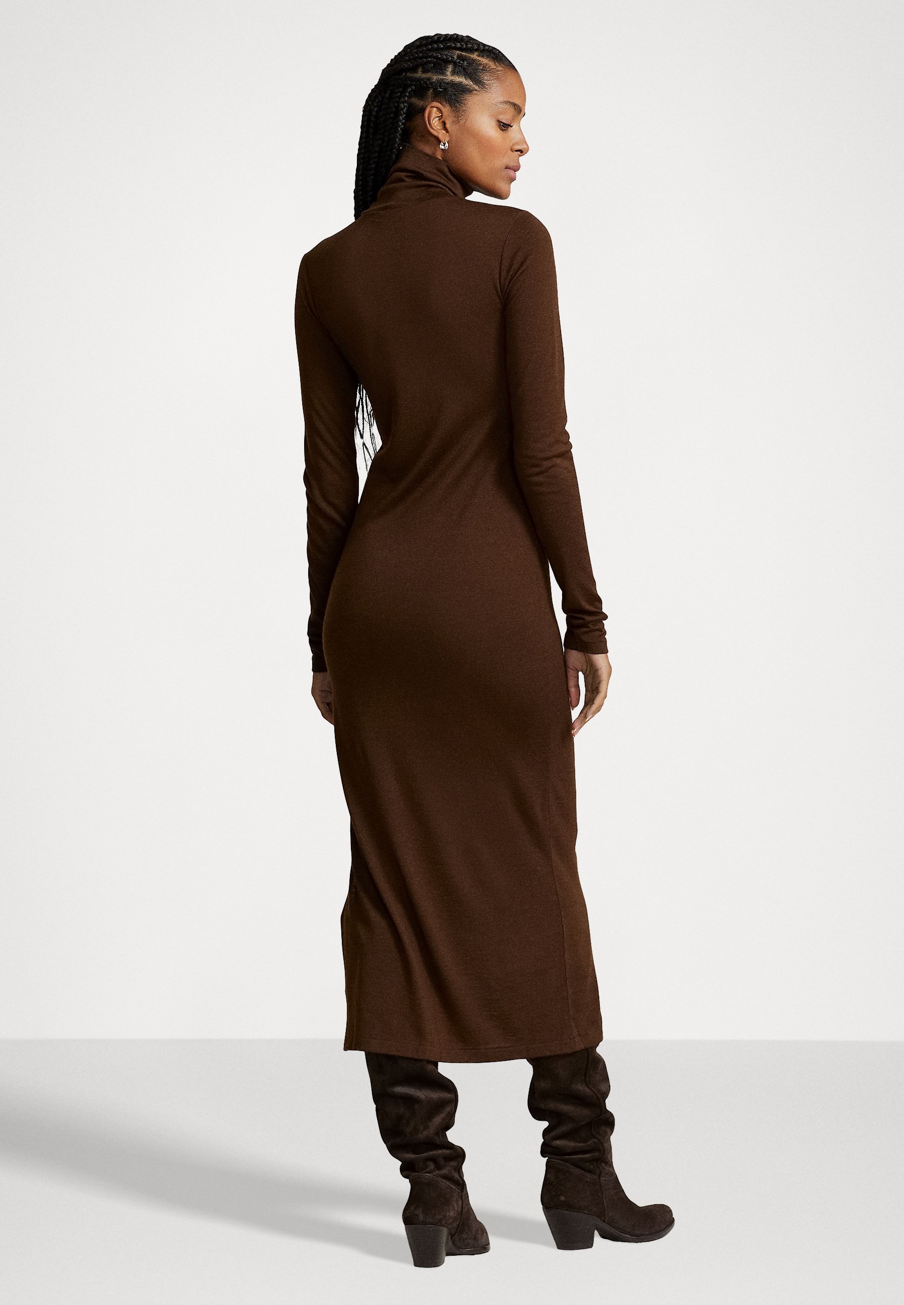 Polo Ralph Lauren LONG SLEEVE DAY DRESS - Jersey dress - dark brown/brown