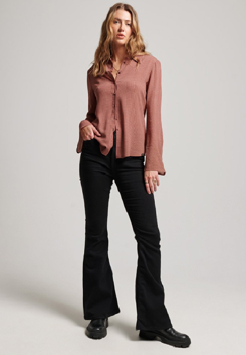 Superdry STUDIOS SEVENTIES - Button-down blouse - desert diamond brown print/brown