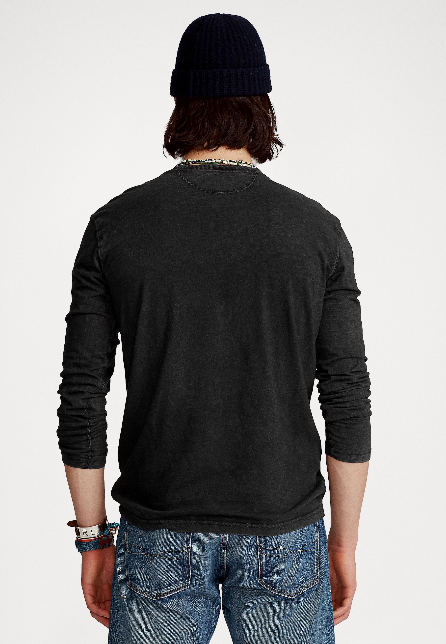 Polo Ralph Lauren SLUB JERSEY HENLEY SHIRT - Long sleeved top - black