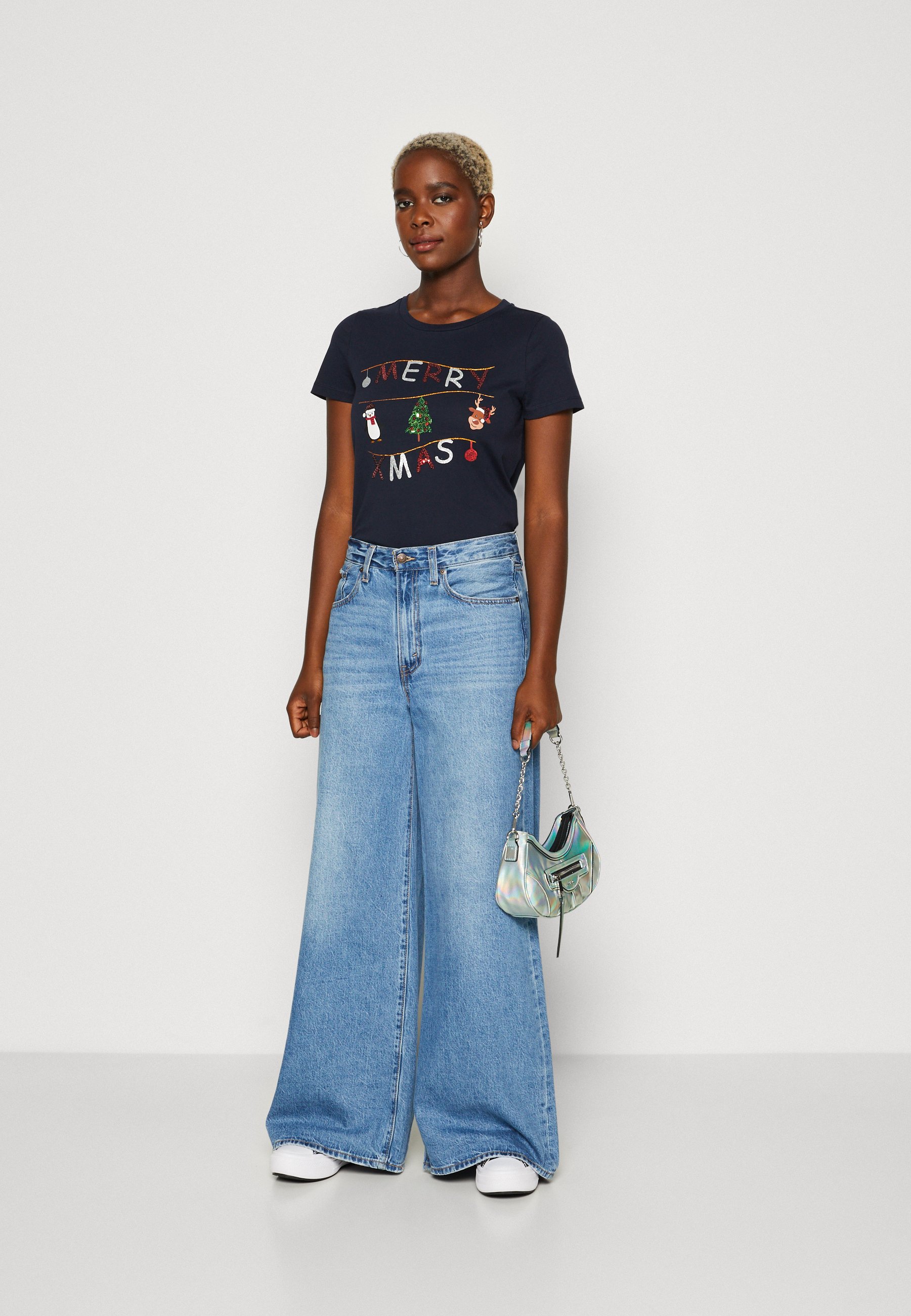 Vero Moda VMFRANCIS XMAS - Print T-shirt - night sky/dark blue