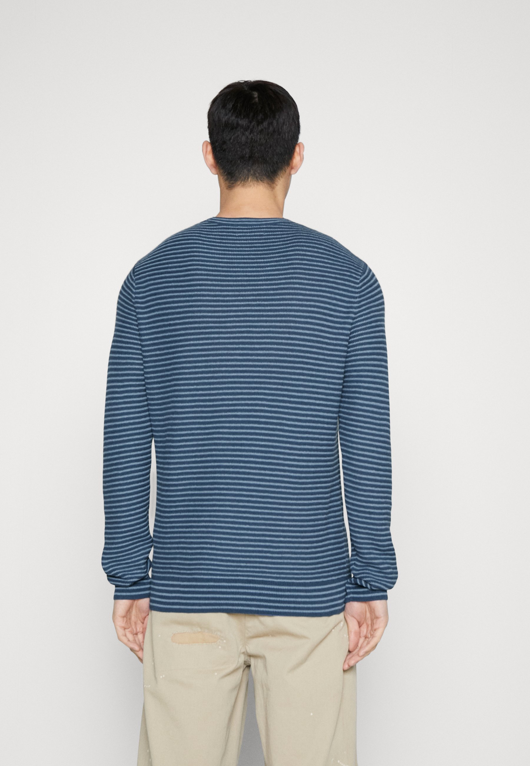 Polo Ralph Lauren TEXTURED-STRIPE COTTON JUMPER - Jumper - clancy blue combo/blue