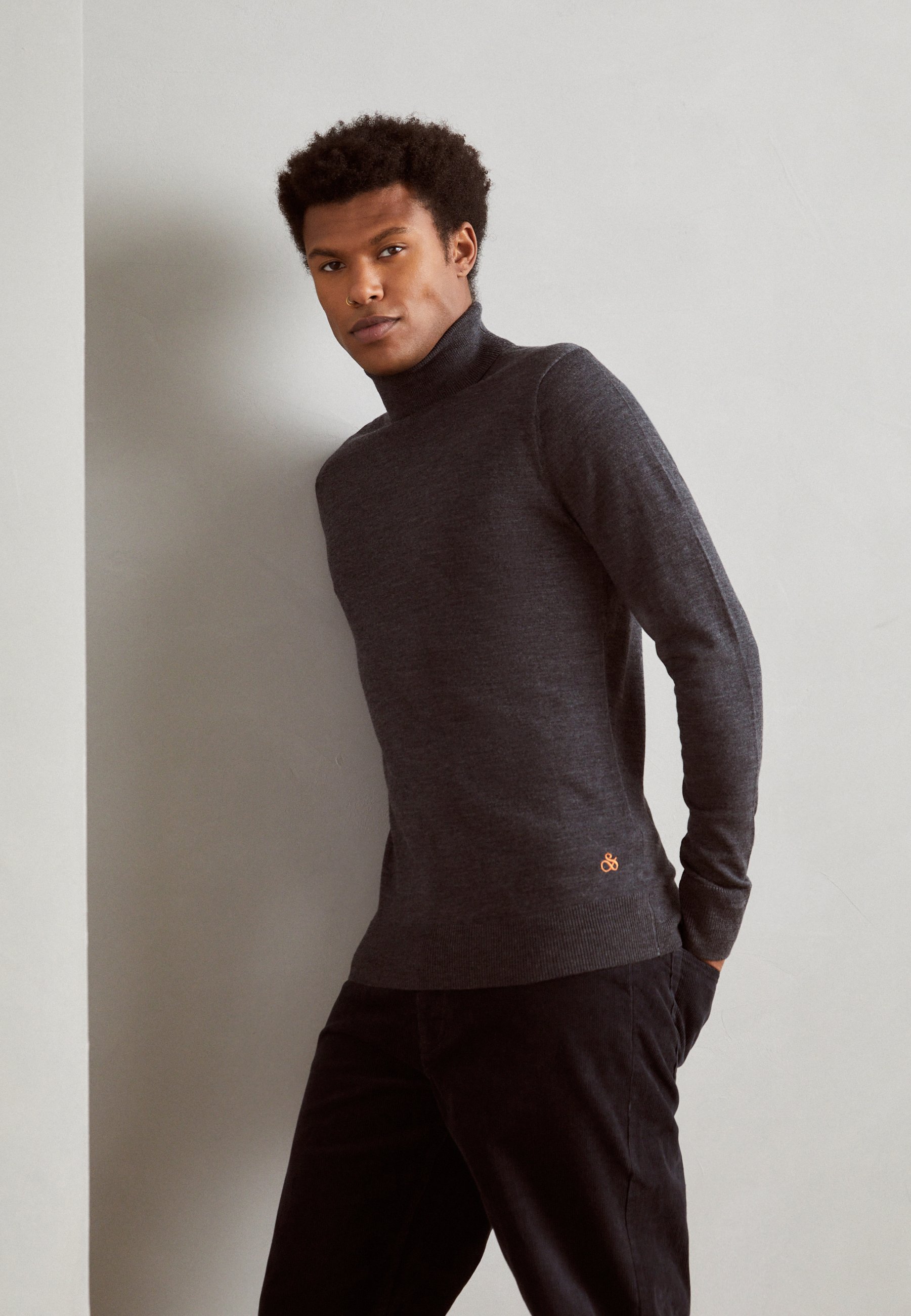 Scotch & Soda REGULAR FIT TURTLENECK  - Jumper - moondust/dark grey