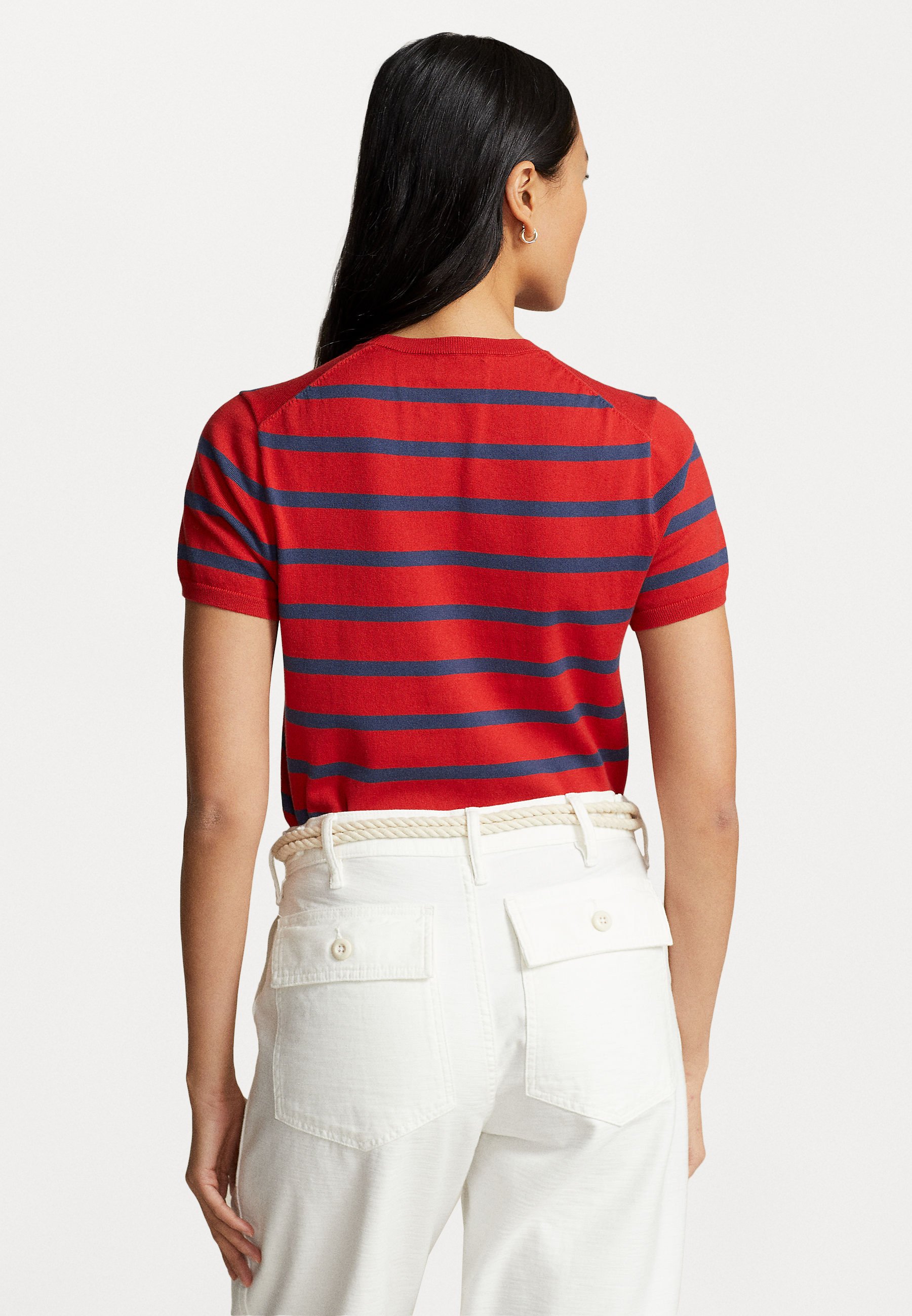 Polo Ralph Lauren STRIPE SHORT SLEEVE - Print T-shirt - faded red/navy/red