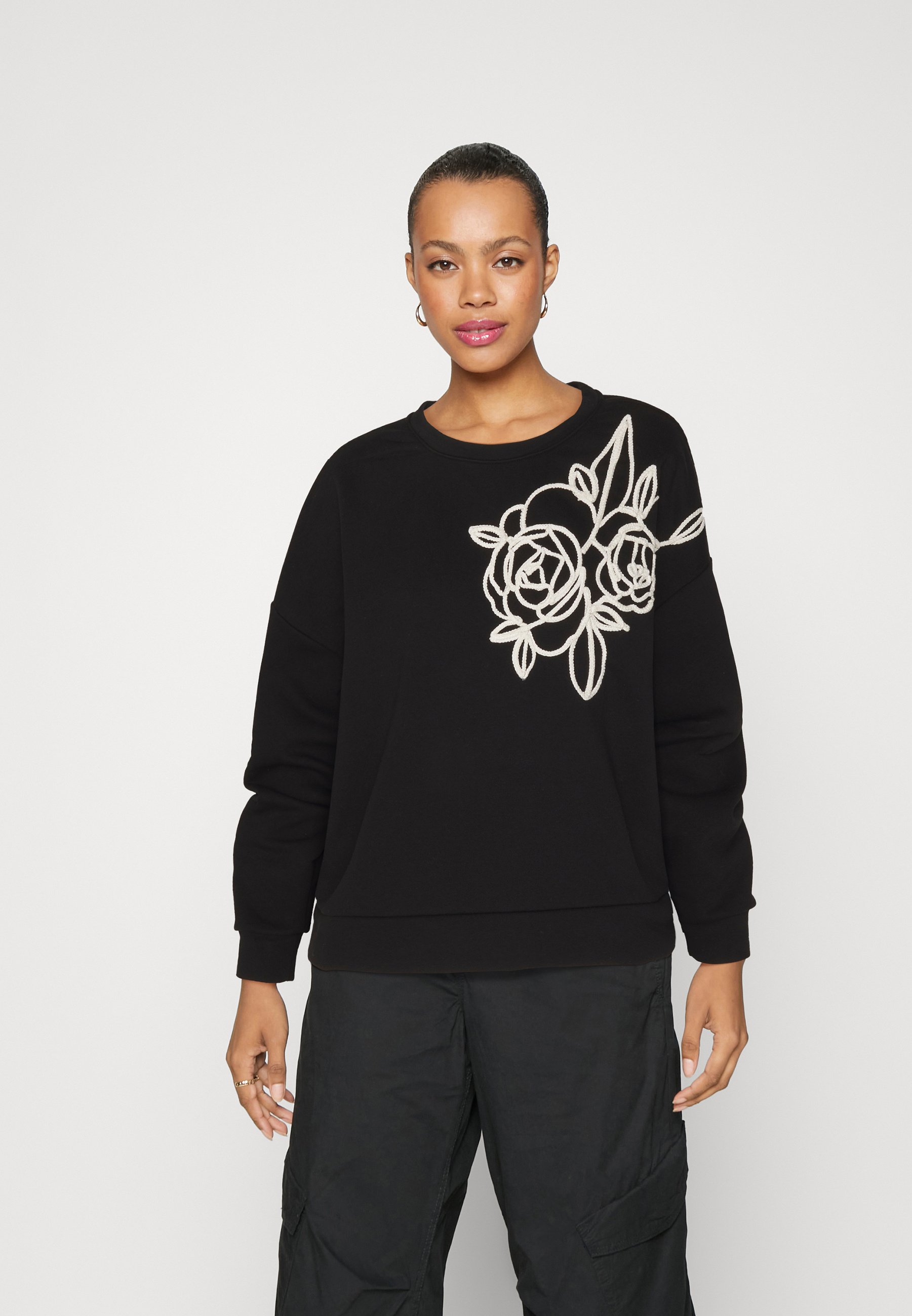 Vero Moda VMEMMA EMBROIDERY - Sweatshirt - black/birch/black