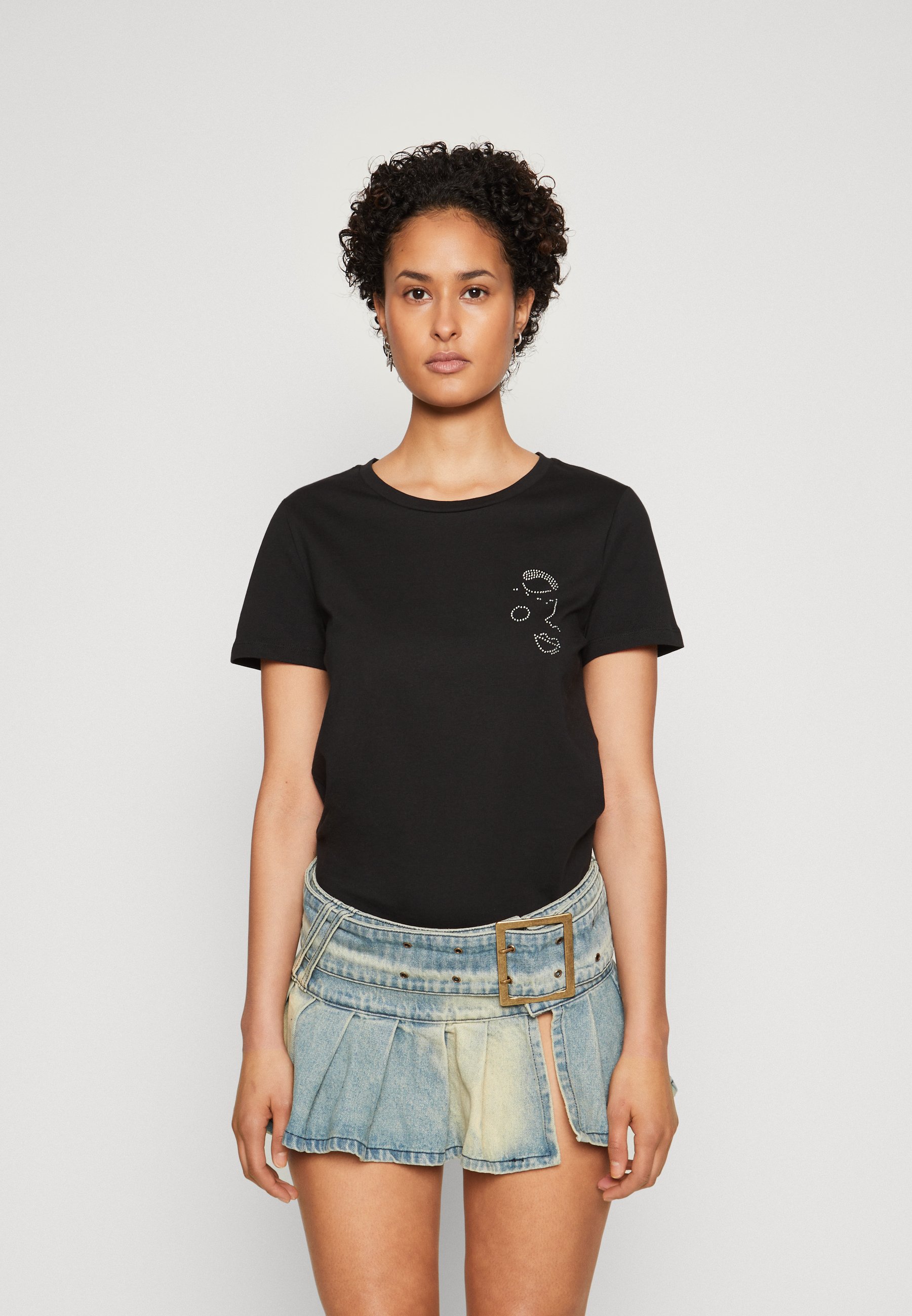 Vero Moda VMFRANCIS FACE BOX - Print T-shirt - black/light blue