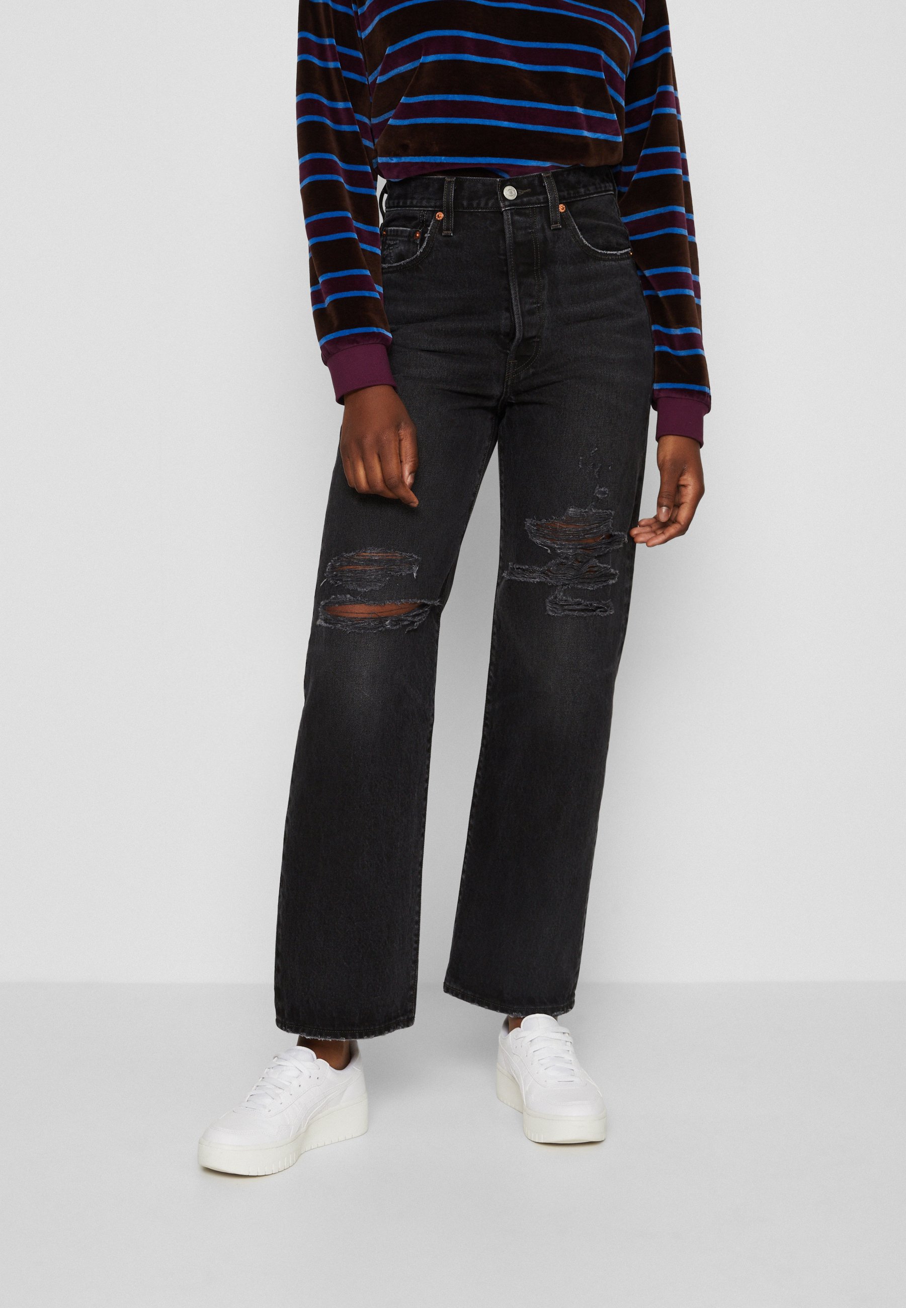 Levi's® STRAIGHT ANKLE - Straight leg jeans - skewed break/destroyed denim