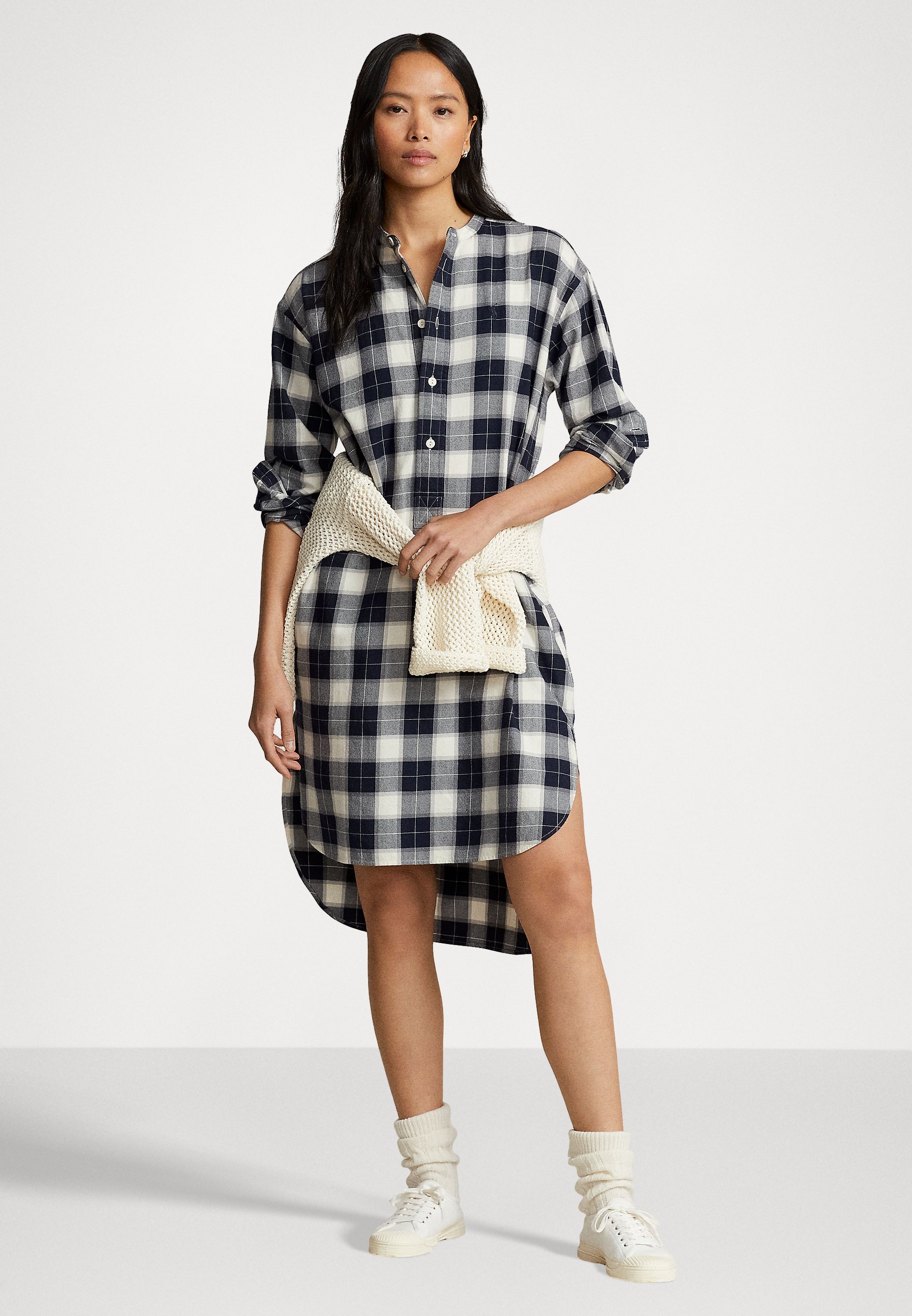 Polo Ralph Lauren LONG SLEEVE DAY DRESS - Day dress - dark navy multi plaid/dark blue