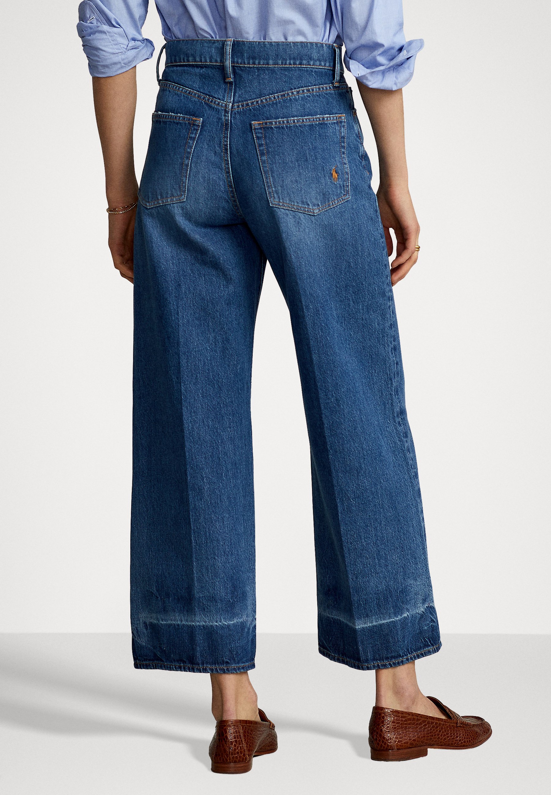 Polo Ralph Lauren HIGH RISE WIDE CROP STRAIGHT - Flared Jeans - georgia wash/blue denim