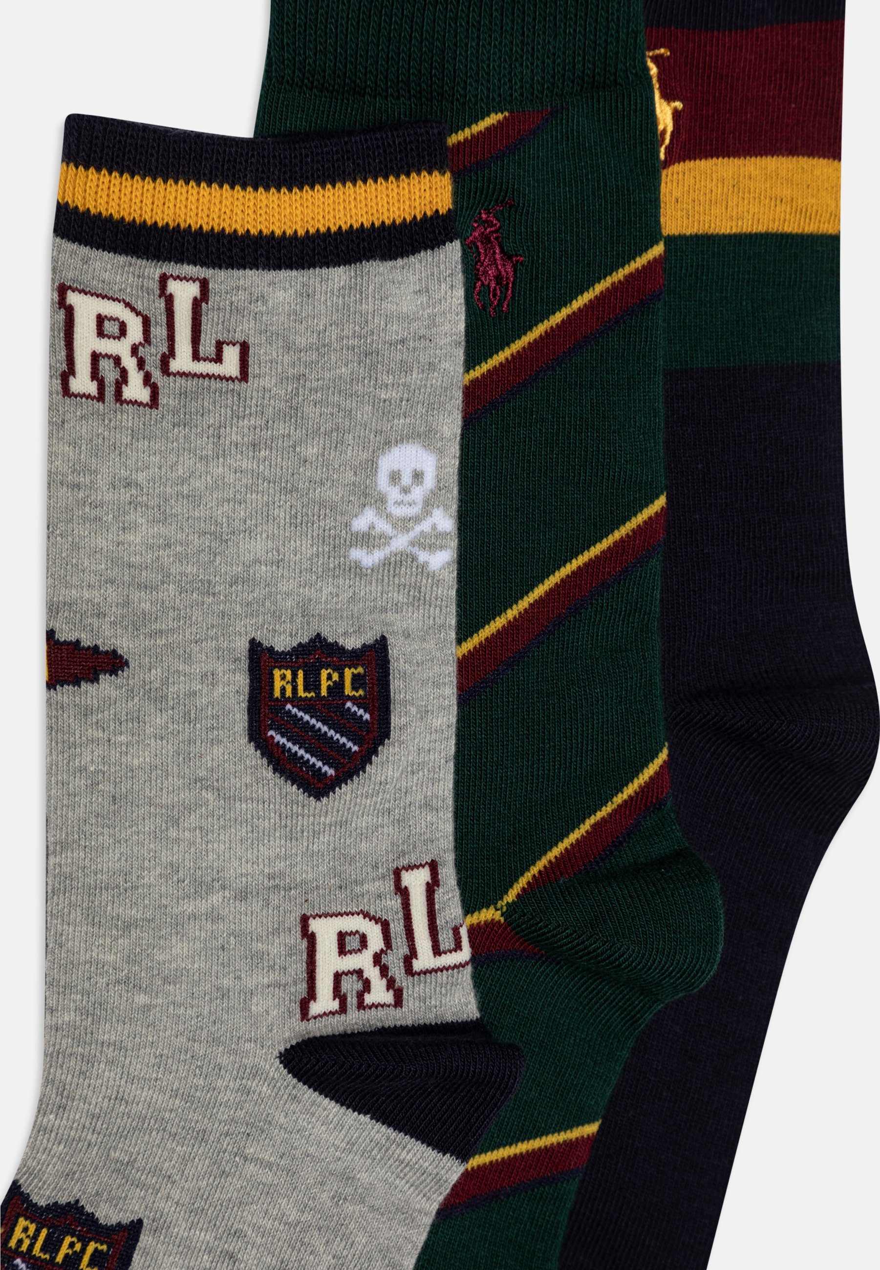 Polo Ralph Lauren STRIPES CREW UNISEX 3 PACK - Socks - grey/navy/multi-coloured/grey