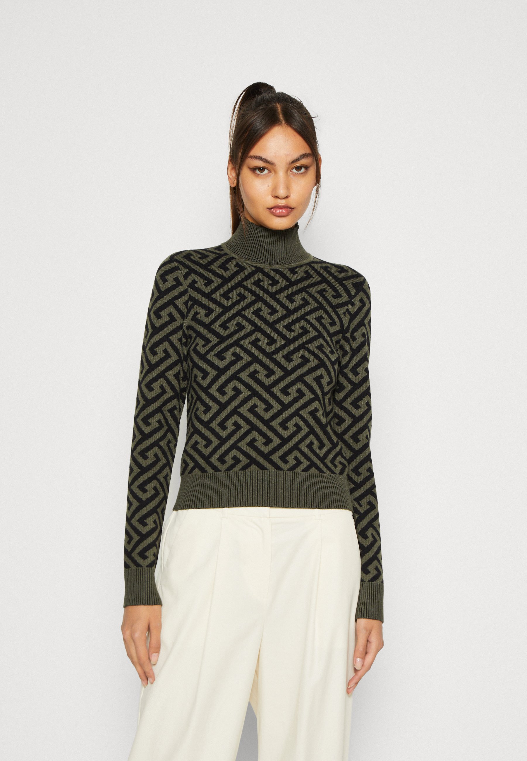 Vero Moda VMMARIA HIGH NECK - Jumper - black/ivy green/black