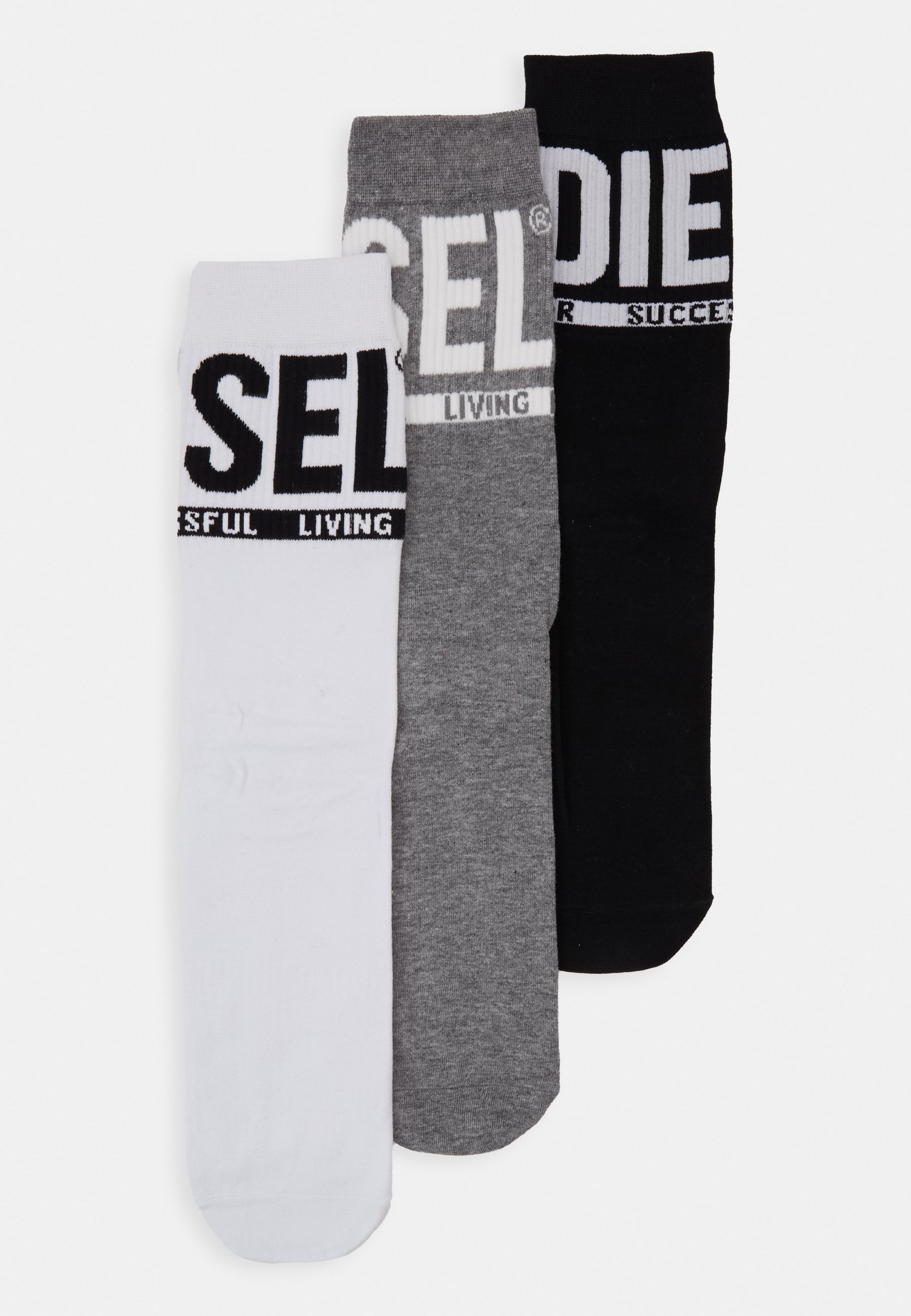 Diesel SKM RAY UNISEX 3 PACK - Socks - black/white/grey/black