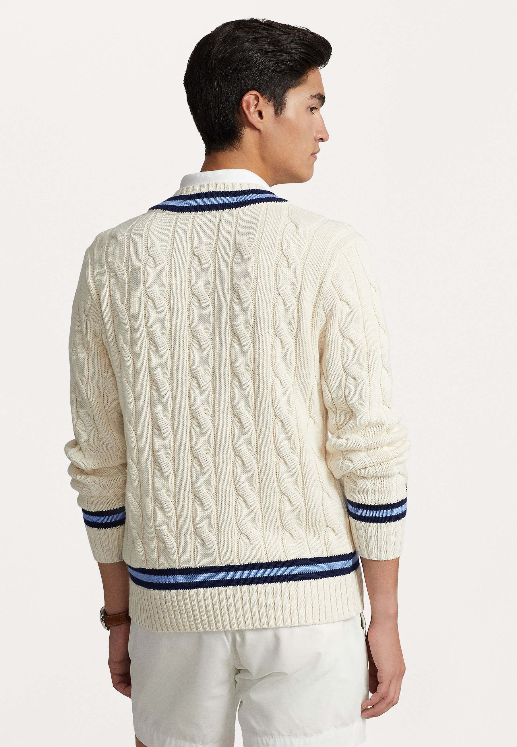 Polo Ralph Lauren THE ICONIC CRICKET JUMPER - Jumper - cream/navy/dark blue