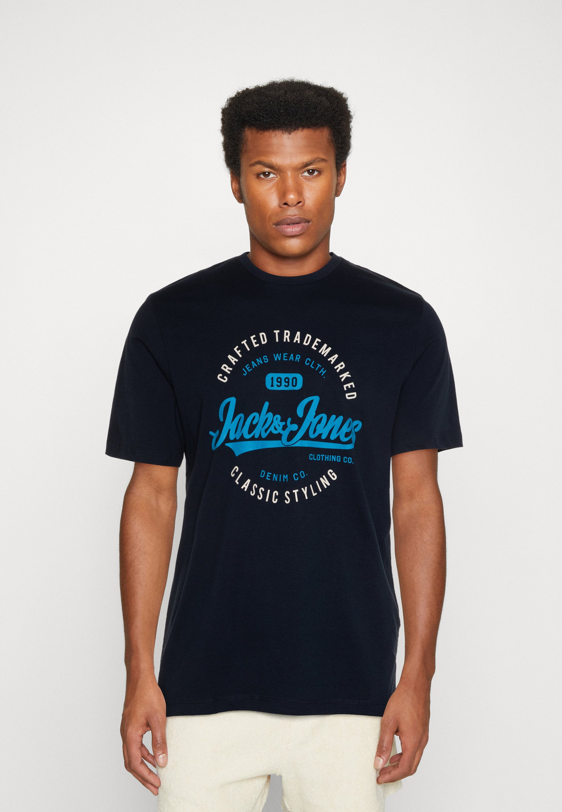 Jack &Jones JJMIKK TEE CREW NECK 2 PACK - Print T-shirt - white/navy/white