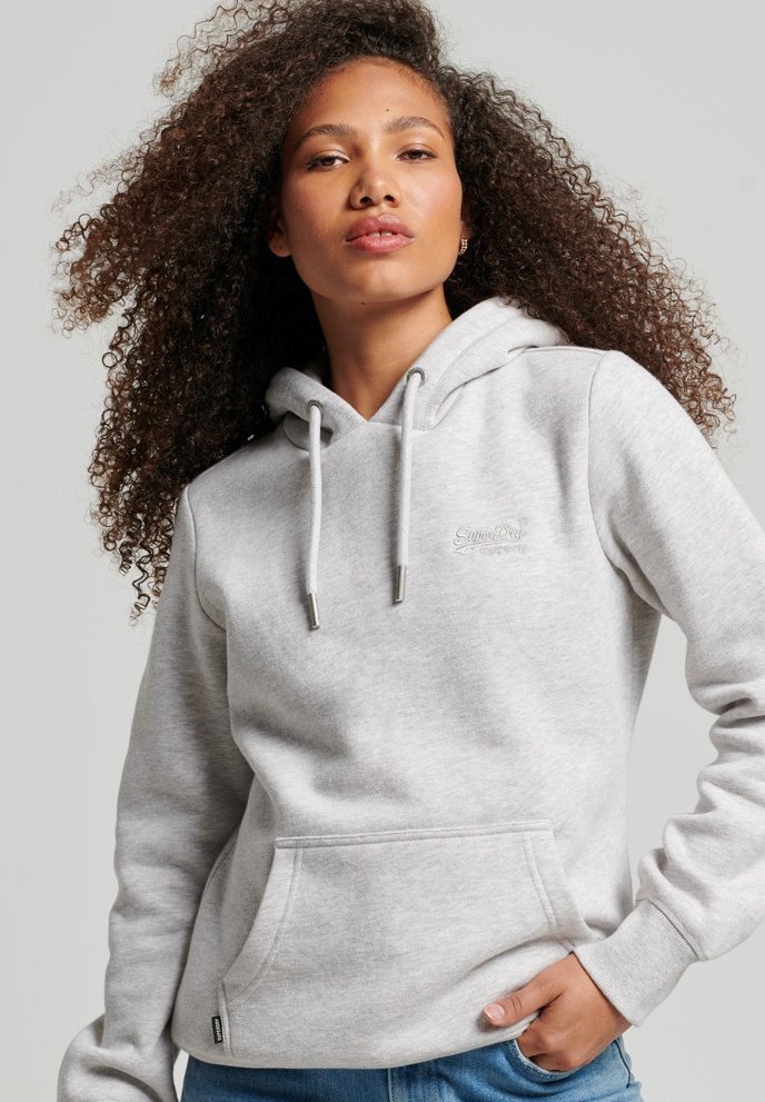 Superdry VINTAGE LOGO EMBROIDERED - Hoodie - glacier grey marl/light grey