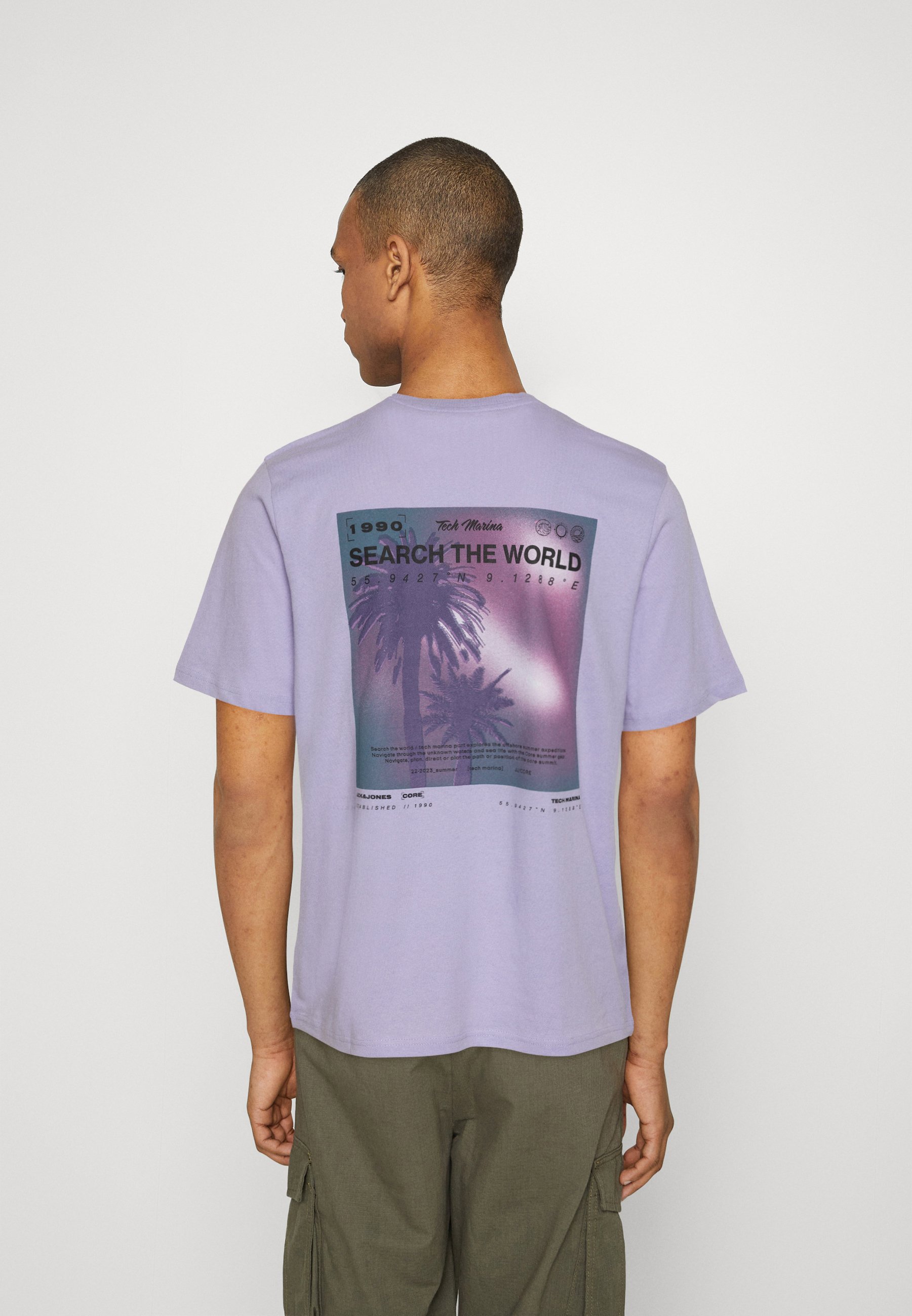 Jack &Jones JCOSEA BACK PRINT TEE CREW NECK - Print T-shirt - lavender/lilac