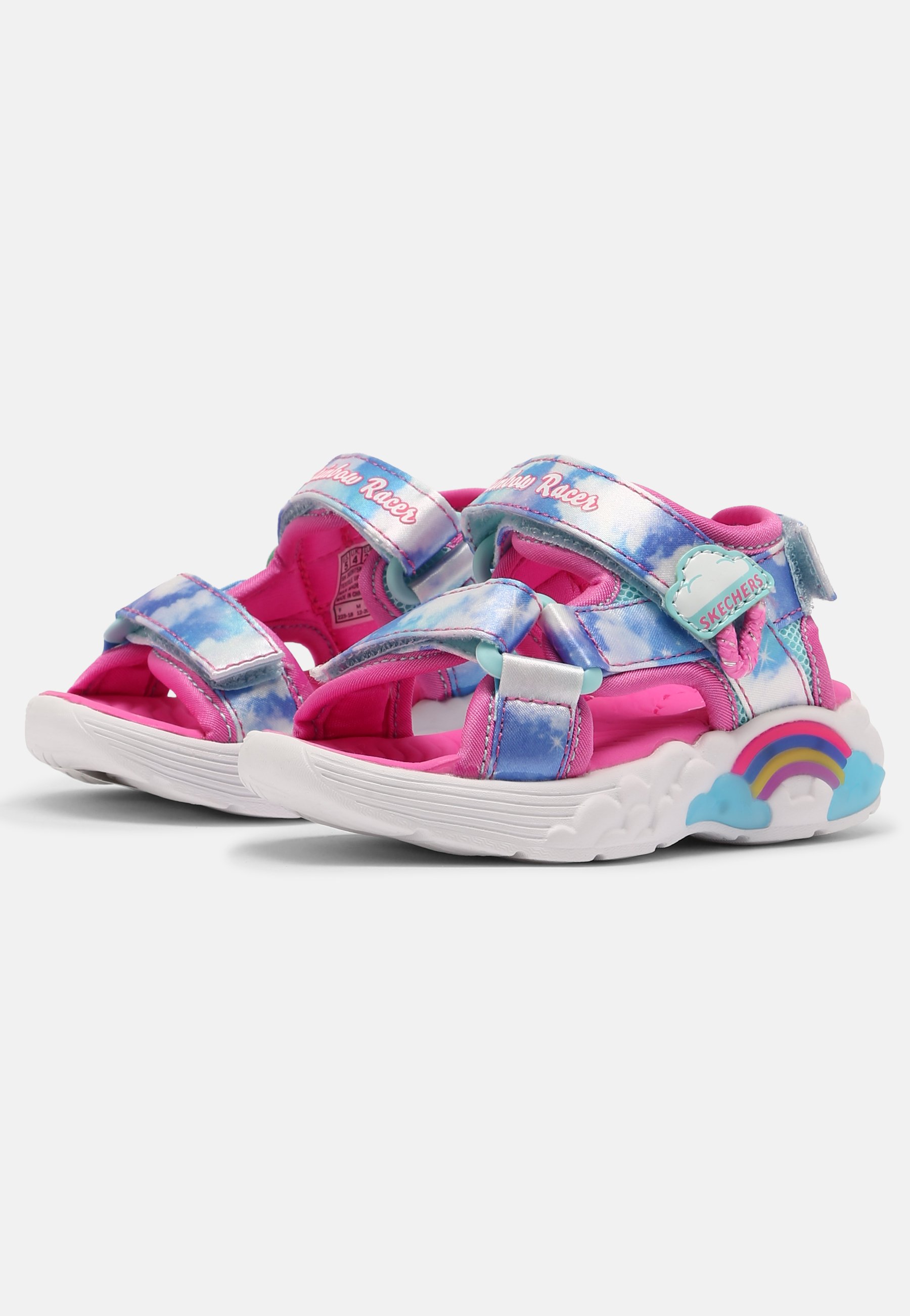 Skechers RAINBOW RACER - Sandals - pink/light blue/light blue