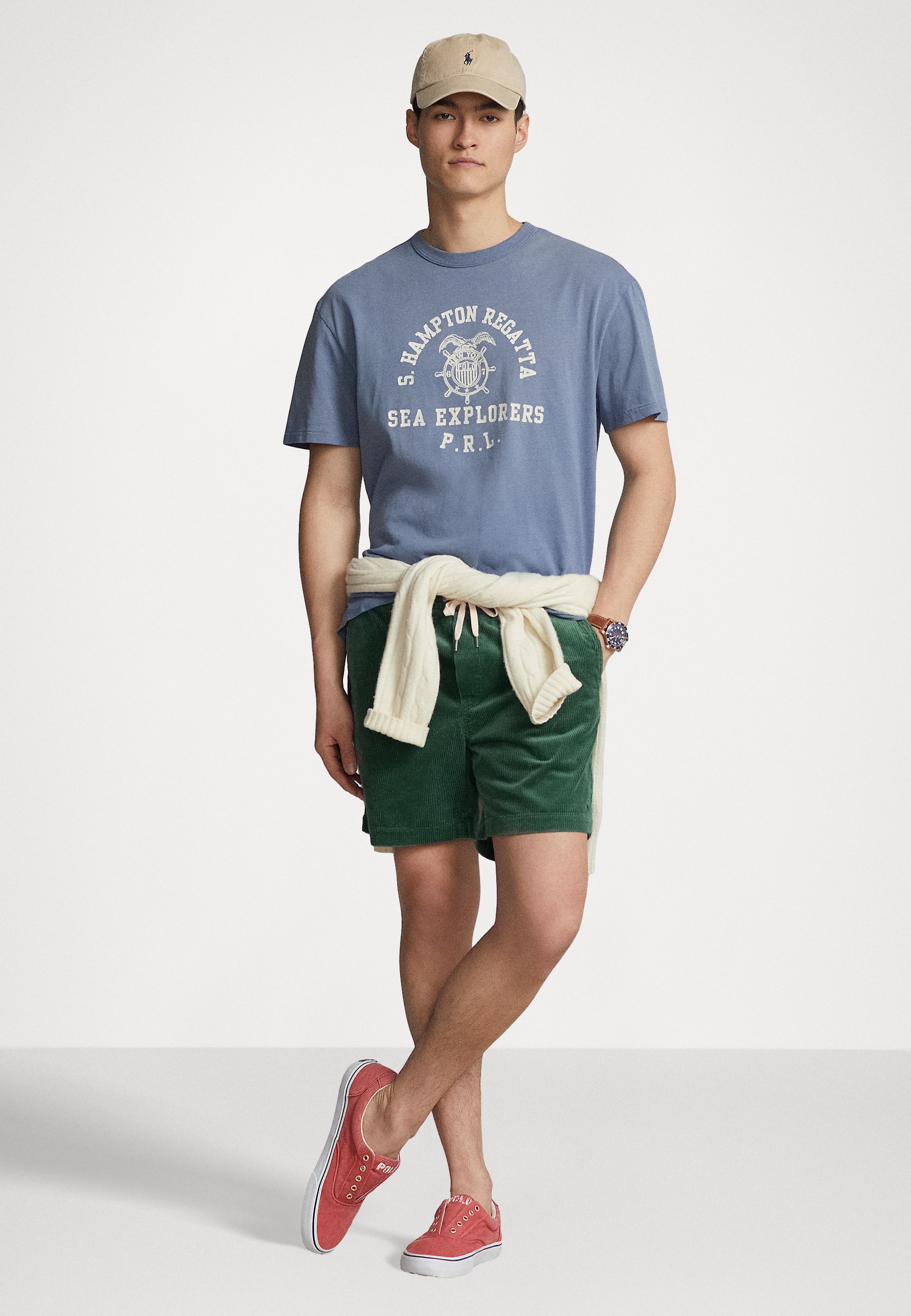 Polo Ralph Lauren POLO PREPSTER CORDUROY SHORT - Shorts - washed forest/green