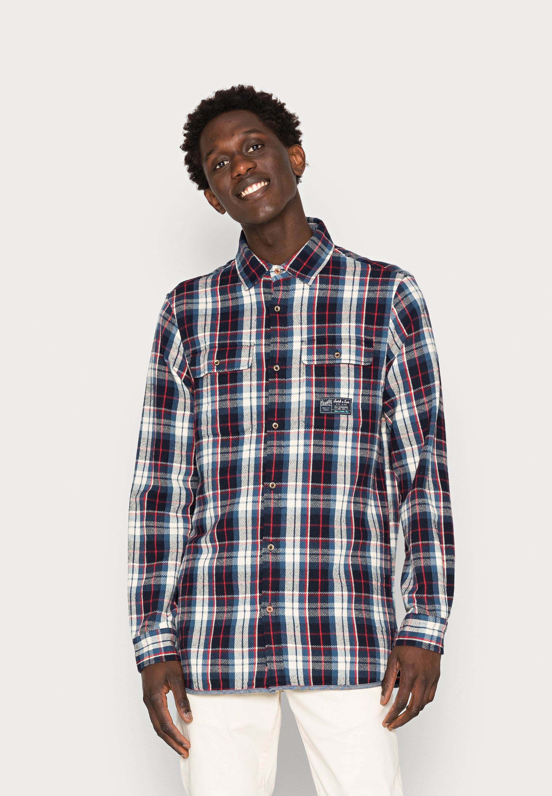 Scotch & Soda MID WEIGHT CHECK - Shirt - combo a/dark red