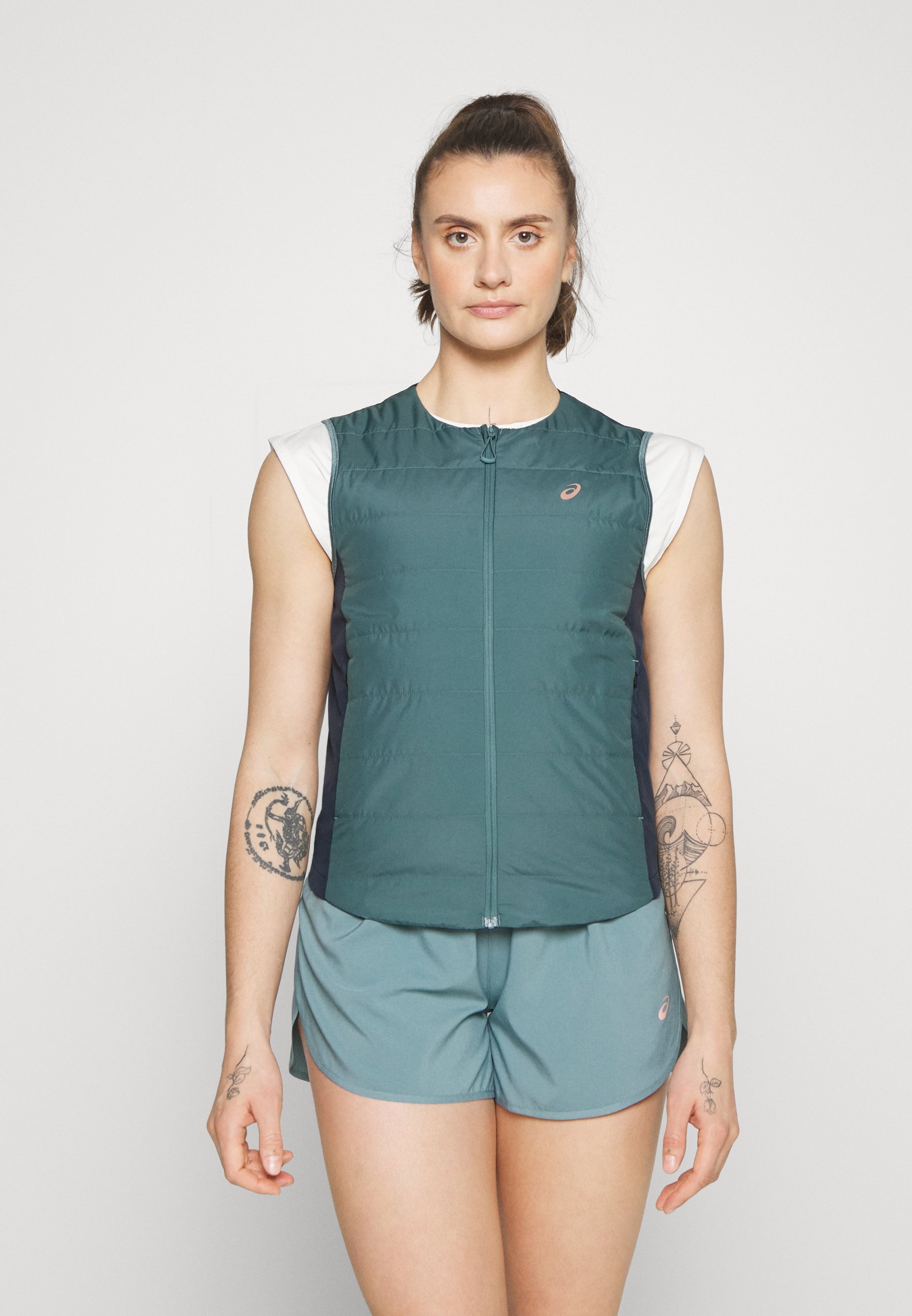 ASICS NAGINO RUN PADDED VEST - Waistcoat - foggy teal/tarmac/teal