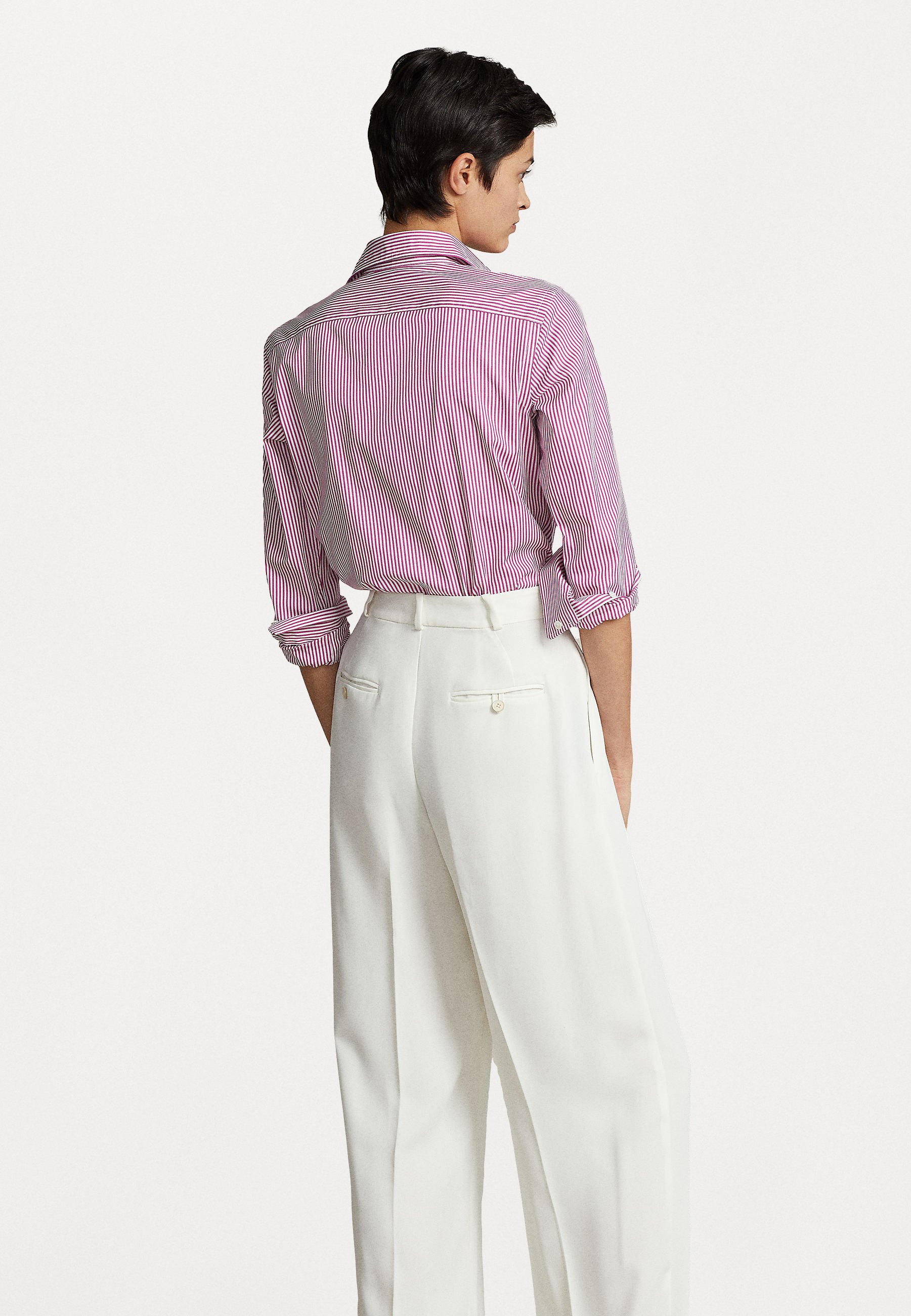 Polo Ralph Lauren LONG SLEEVE BUTTON FRONT SHIRT - Button-down blouse - white/vivid pink/pink