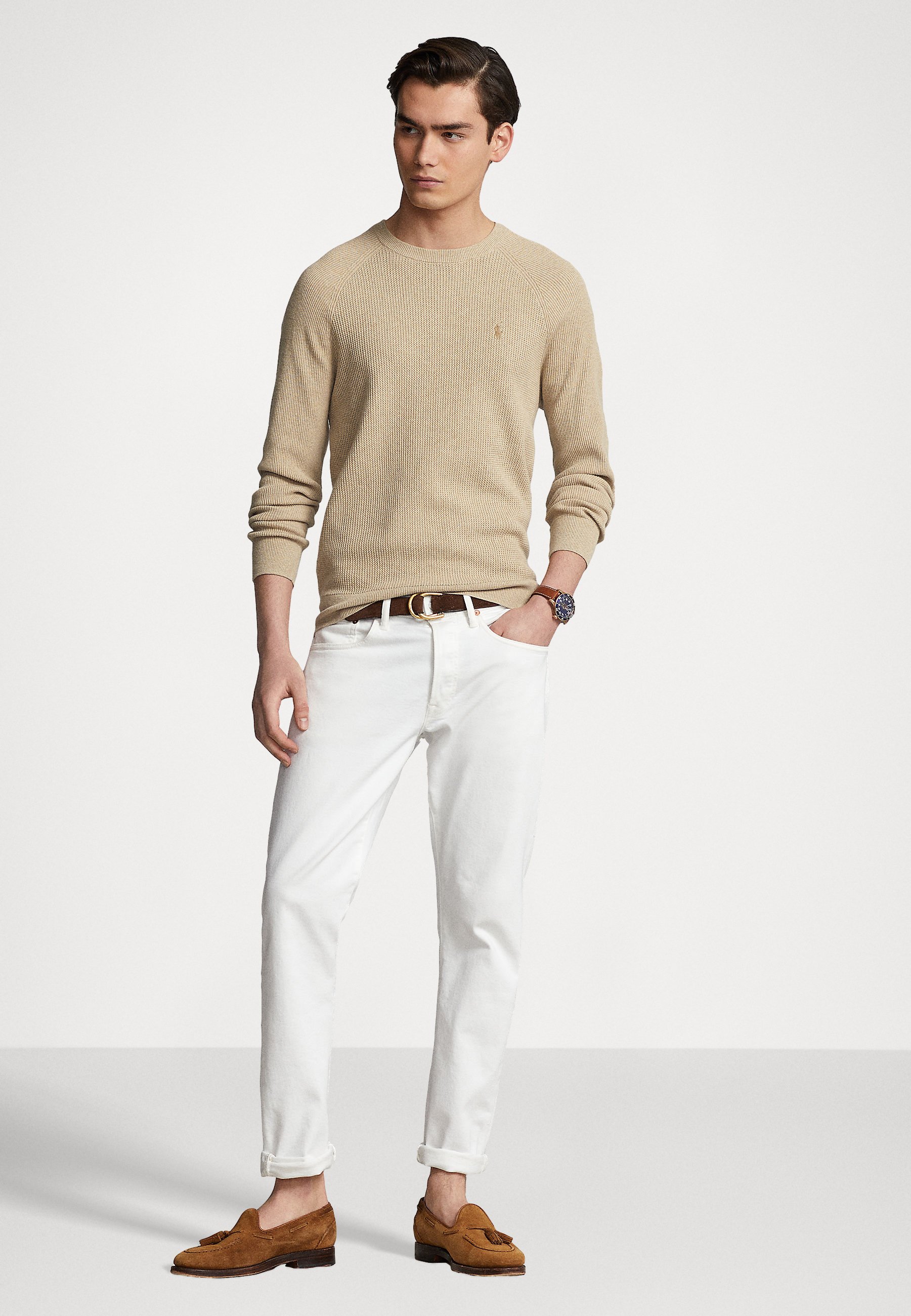 Polo Ralph Lauren LONG SLEEVE - Jumper - sand dune heather/sand