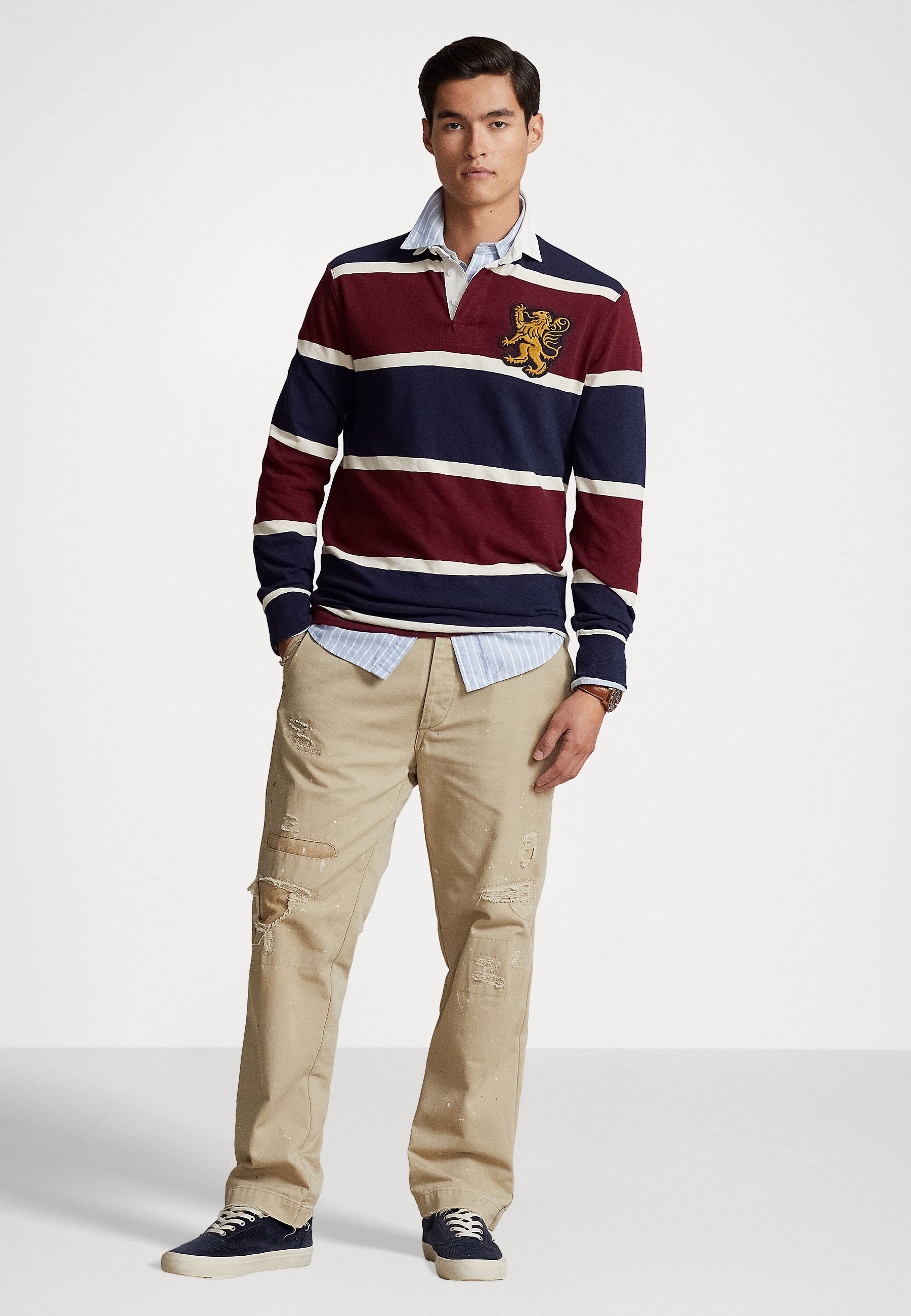 Polo Ralph Lauren LONG SLEEVE RUGBY - Jumper - classic wine multi/multi-coloured