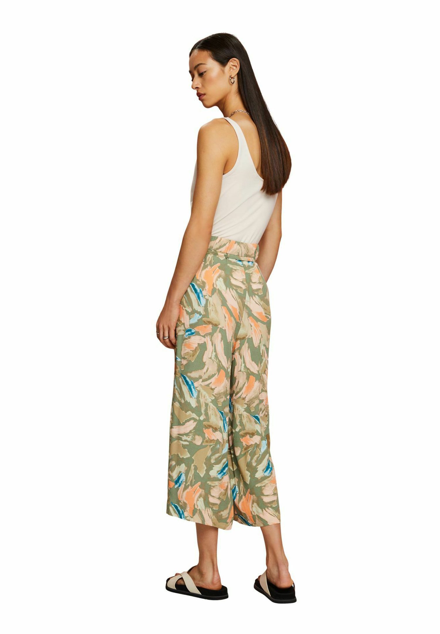 Esprit WIDE LEG RELAXED FIT - Trousers - light khaki/mottled light green
