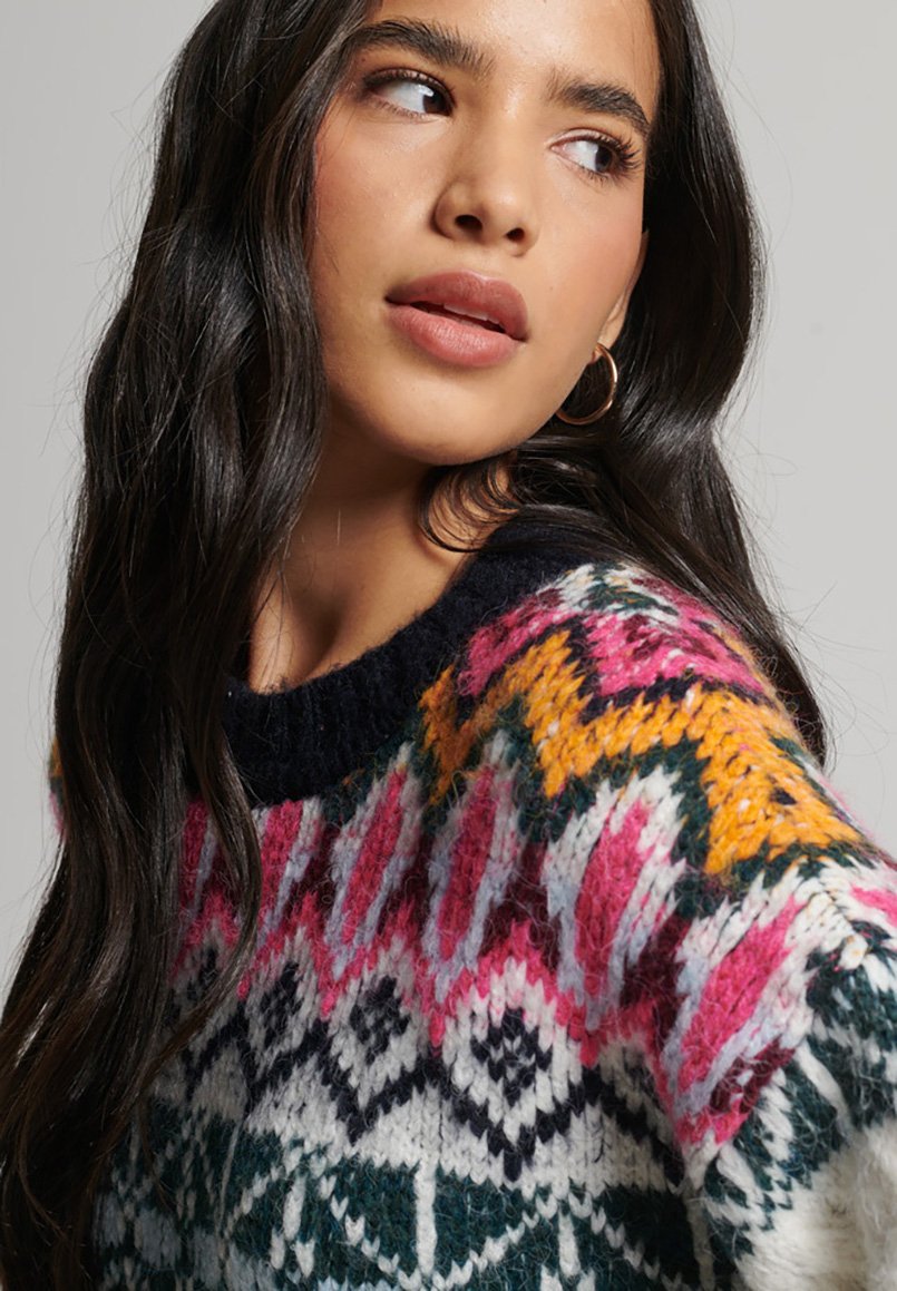 Superdry MIX PRINT  - Jumper - mash up fairisle/white