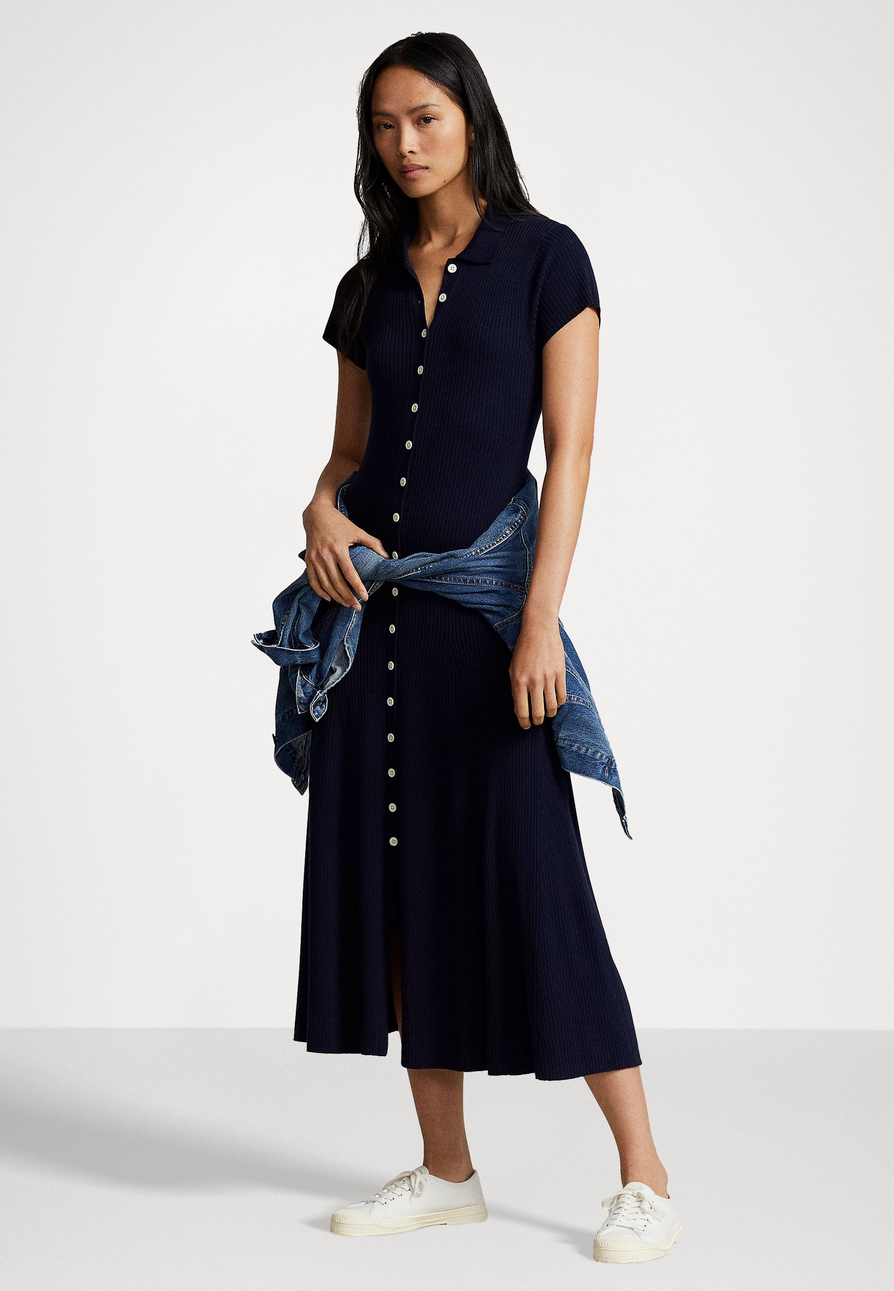 Polo Ralph Lauren COLLAR SHORT SLEEVE DAY DRESS - Jumper dress - hunter navy/blue