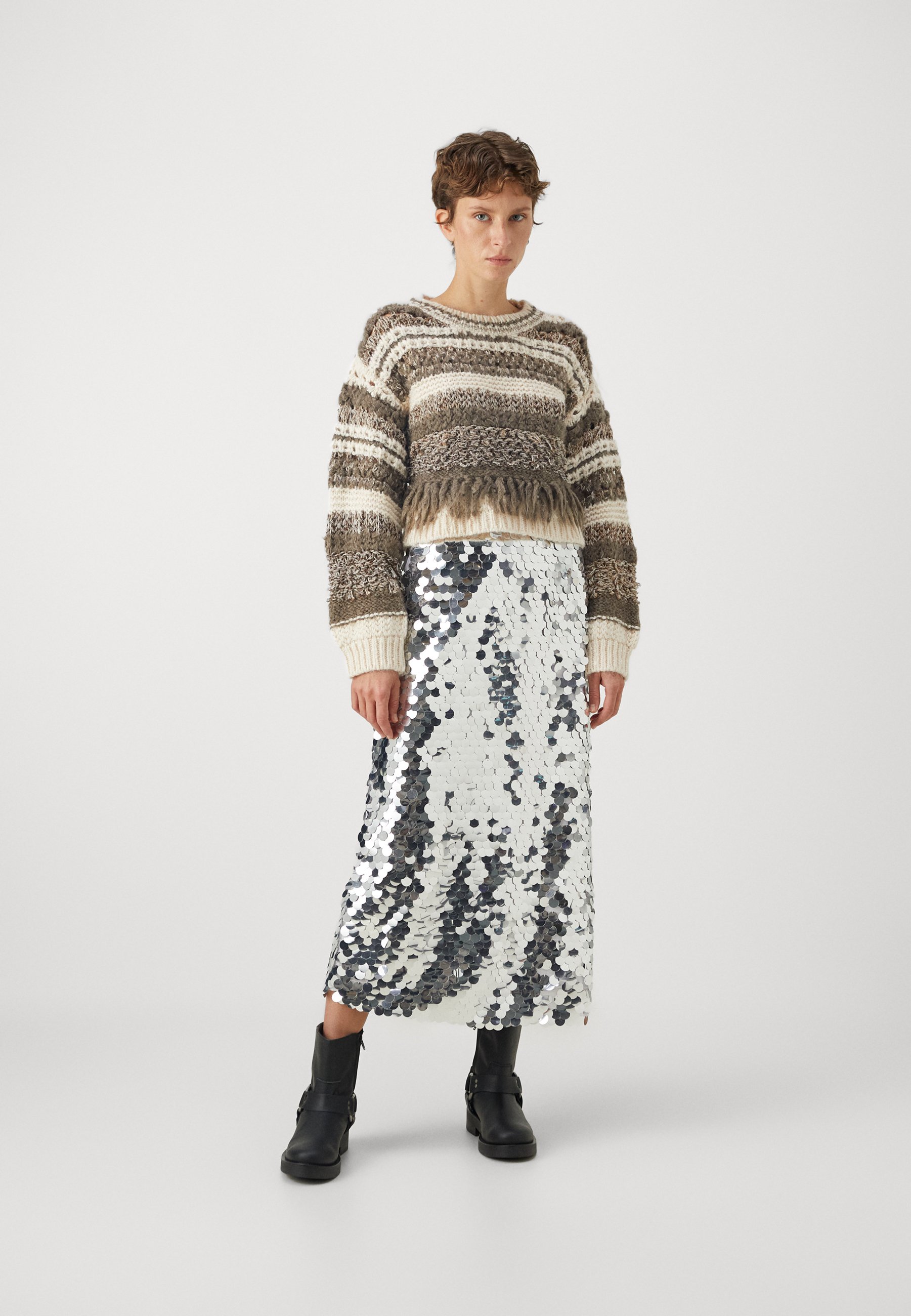 ONLY ONLHANNAH MIDI SKIRT  - Pencil skirt - silver-coloured