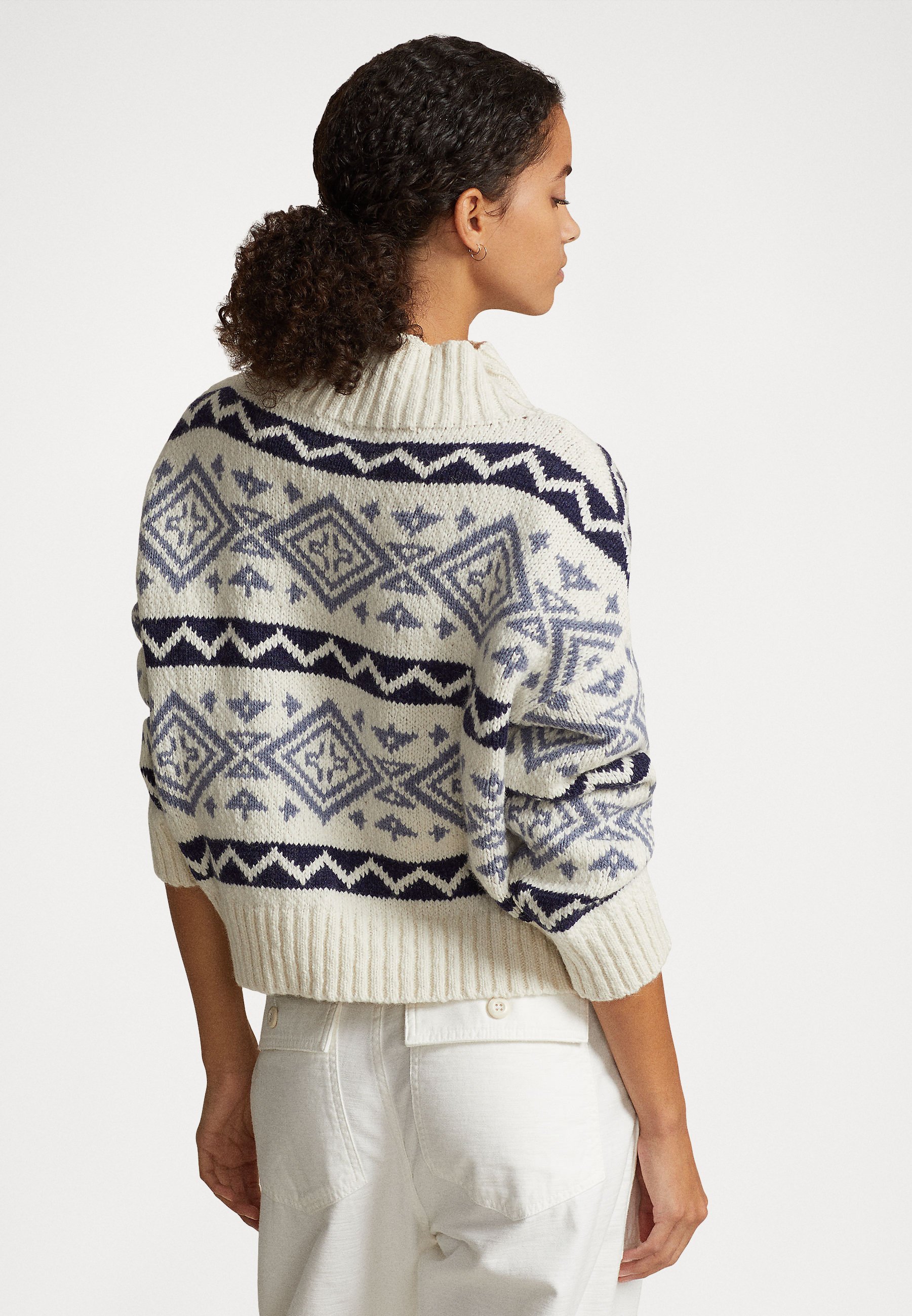 Polo Ralph Lauren LONG SLEEVE - Jumper - cream/blue/blue
