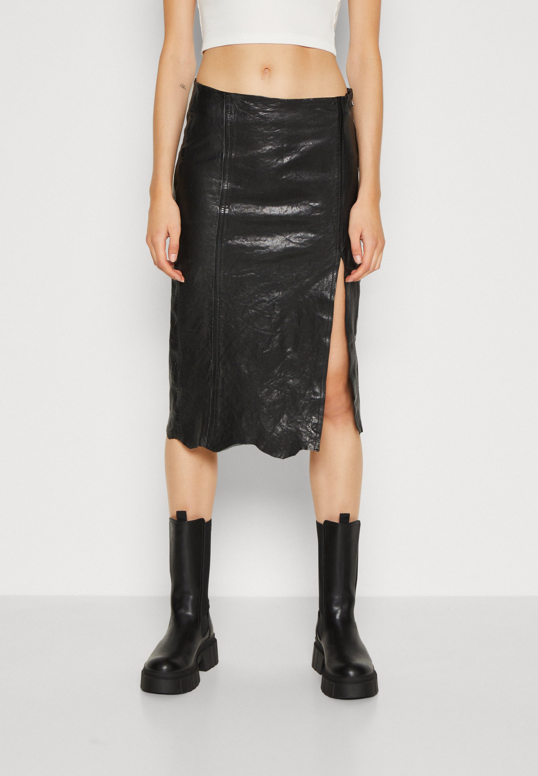 Diesel L-RUPA - Leather skirt - black
