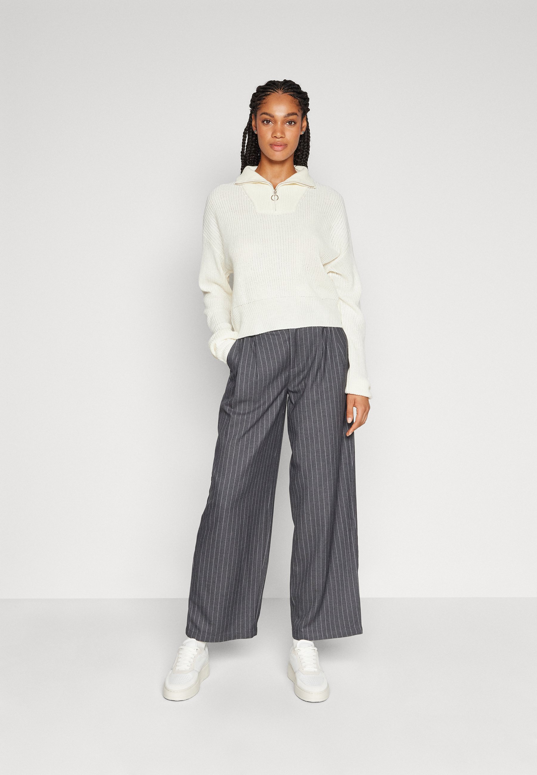 ONLY ONLJOE PINSTRIPE MENS PANT - Trousers - dark grey melange/mottled dark grey