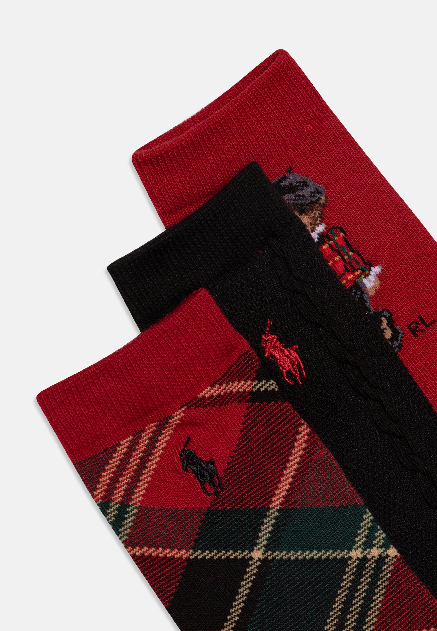 Polo Ralph Lauren HOLIDAY CREW UNISEX 3 PACK - Socks - red/black/multi-coloured/red