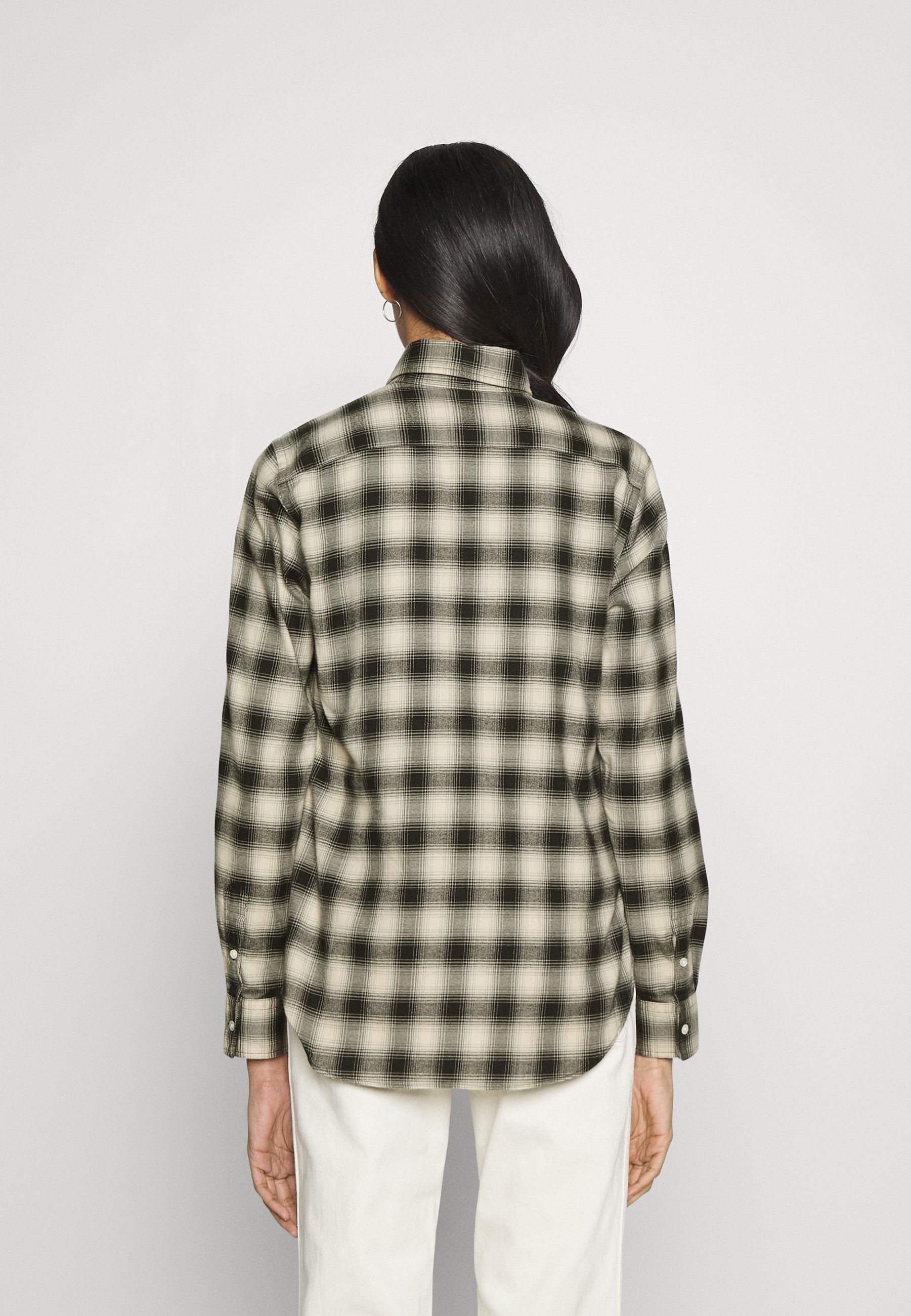 Polo Ralph Lauren GEORGIA LONG SLEEVE BUTTON FRONT - Button-down blouse - cream/black ombre/off-white