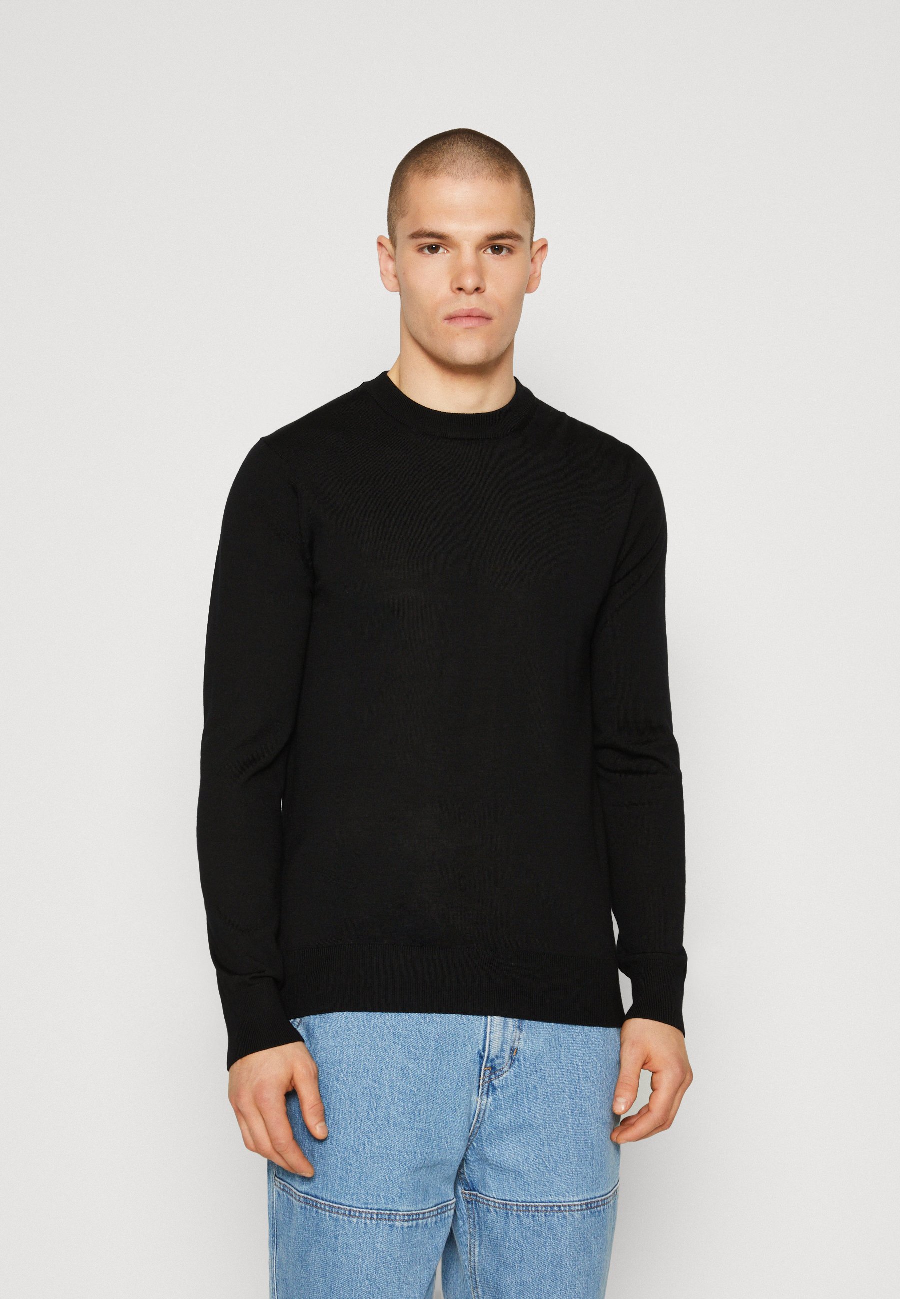 Scotch & Soda REGULAR FIT CREW NECK - Jumper - black melange/mottled black