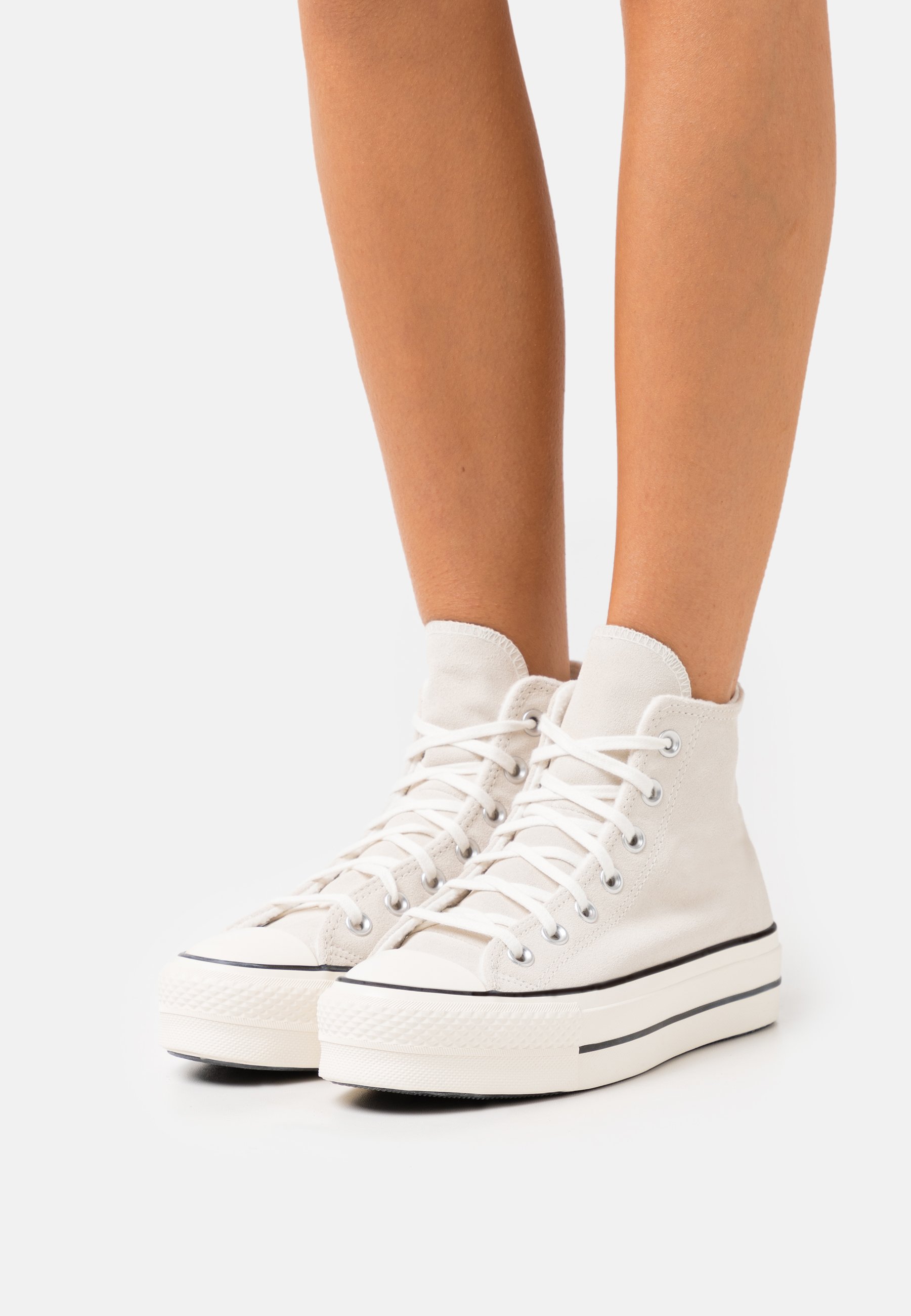 Converse CHUCK TAYLOR ALL STAR LINED PLATFORM - High-top trainers - egret/black/beige