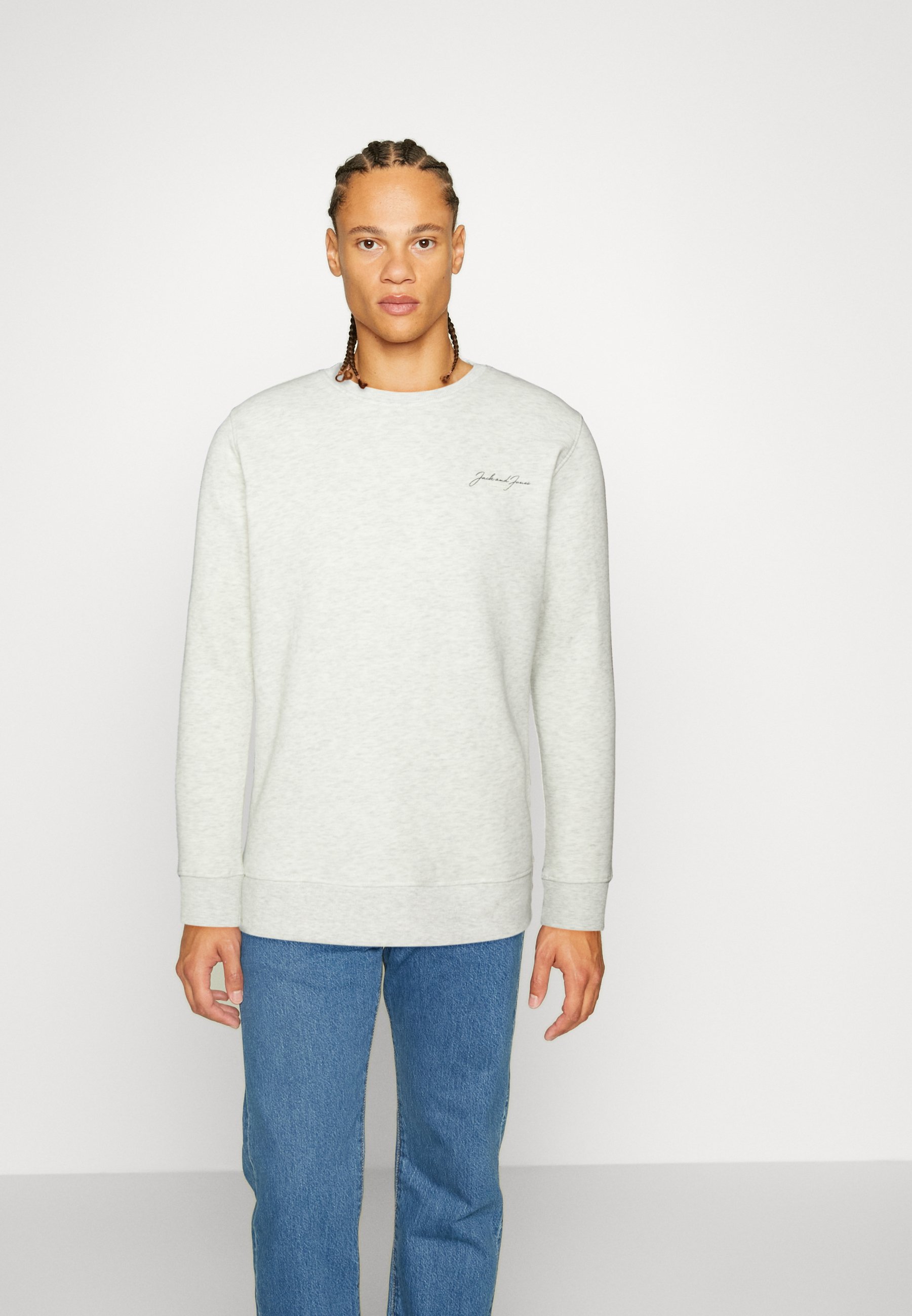 Jack &Jones JORFERRY CREW NECK - Sweatshirt - white melange/mottled light grey