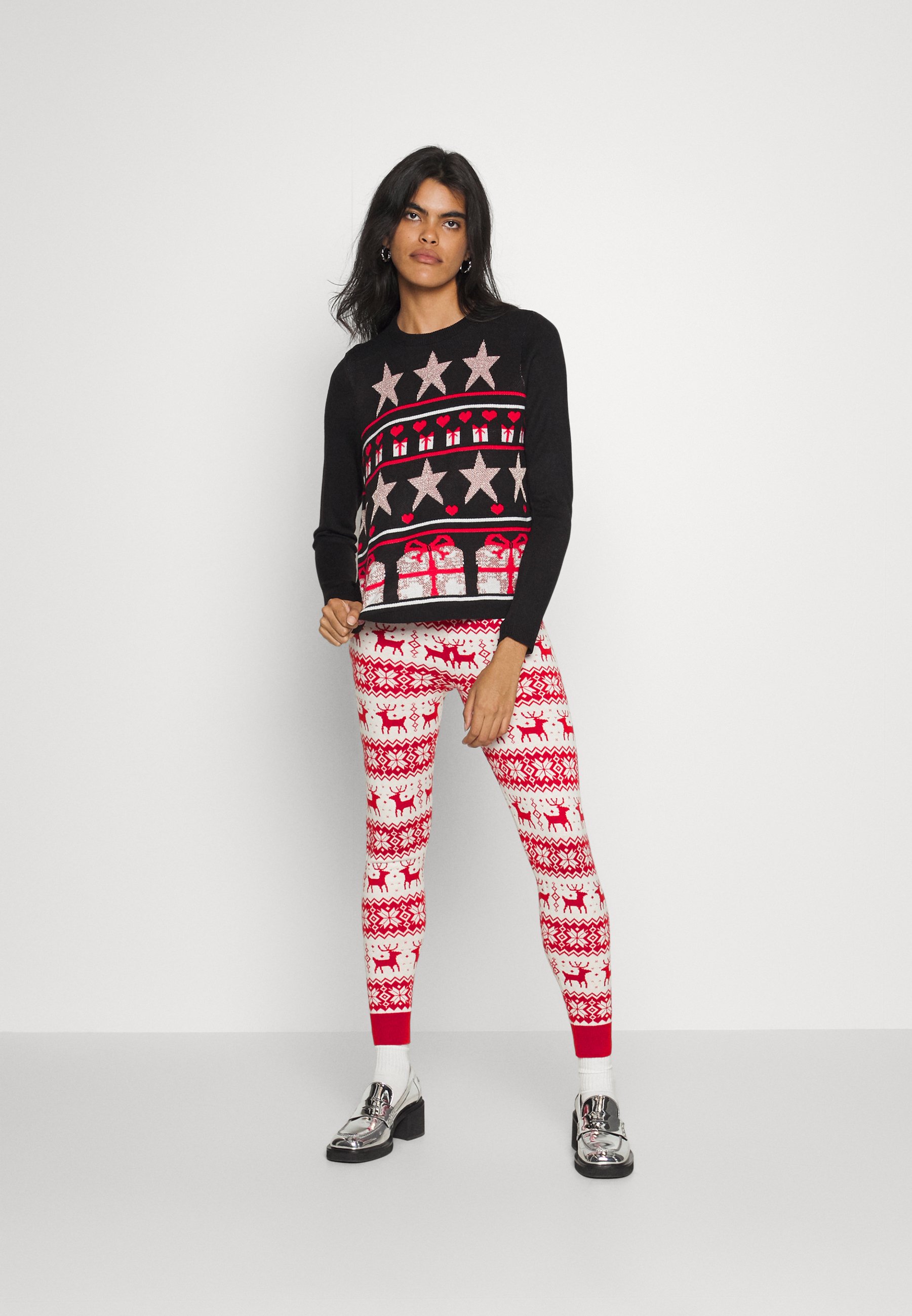 ONLY ONLXMAS COMFY SNOWFLAKE  - Leggings - Trousers - red