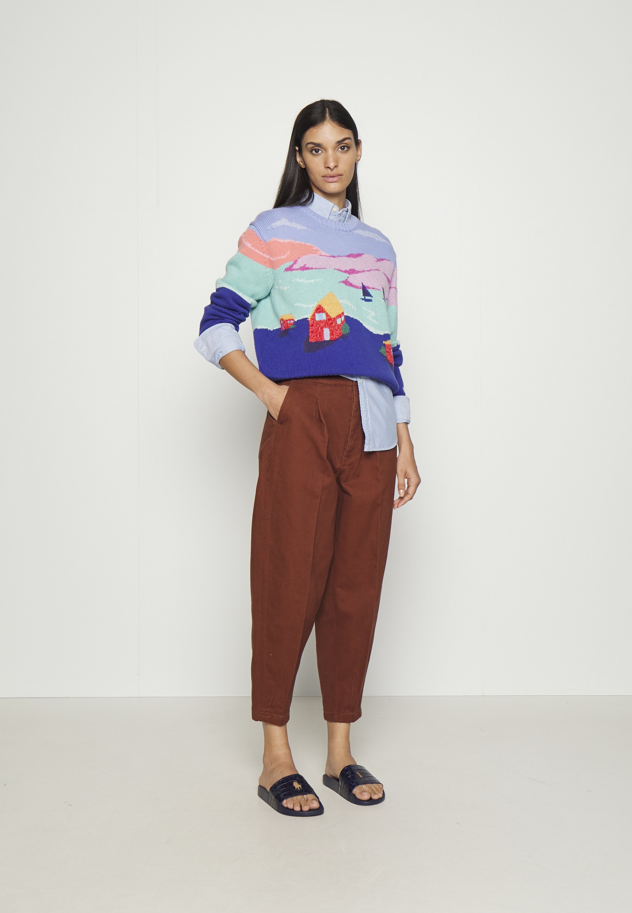 Polo Ralph Lauren CROPPED FLAT FRONT - Trousers - cinnamon/brown