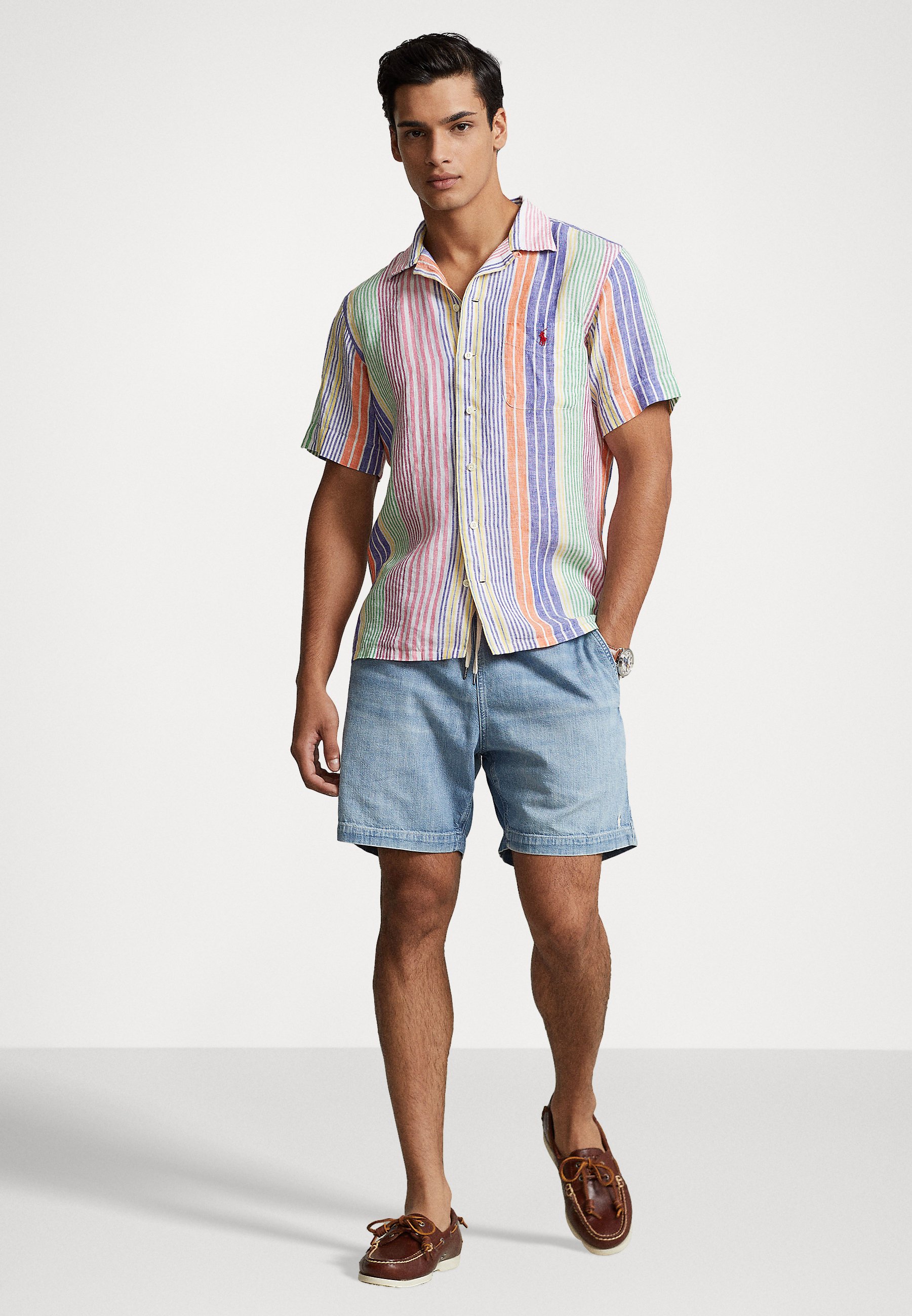 Polo Ralph Lauren CLASSIC FIT STRIPED LINEN CAMP SHIRT - Shirt - multi-coloured