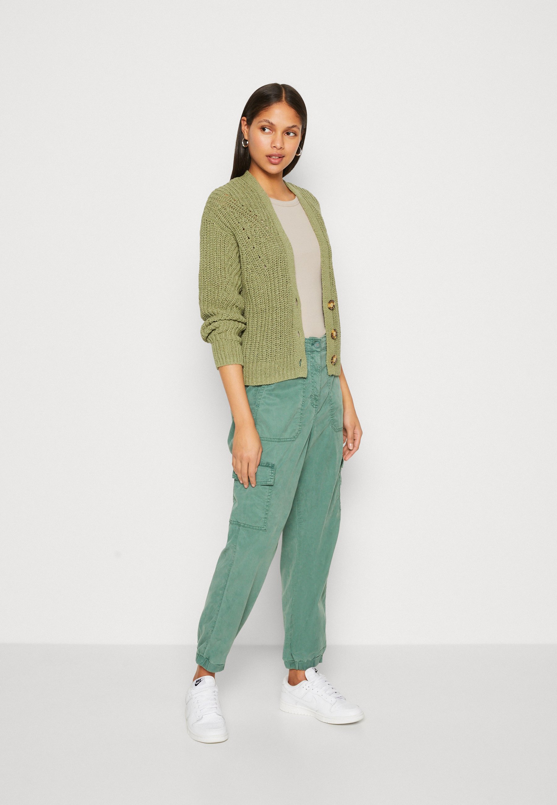 Esprit TAPE STITCH - Cardigan - light khaki/khaki