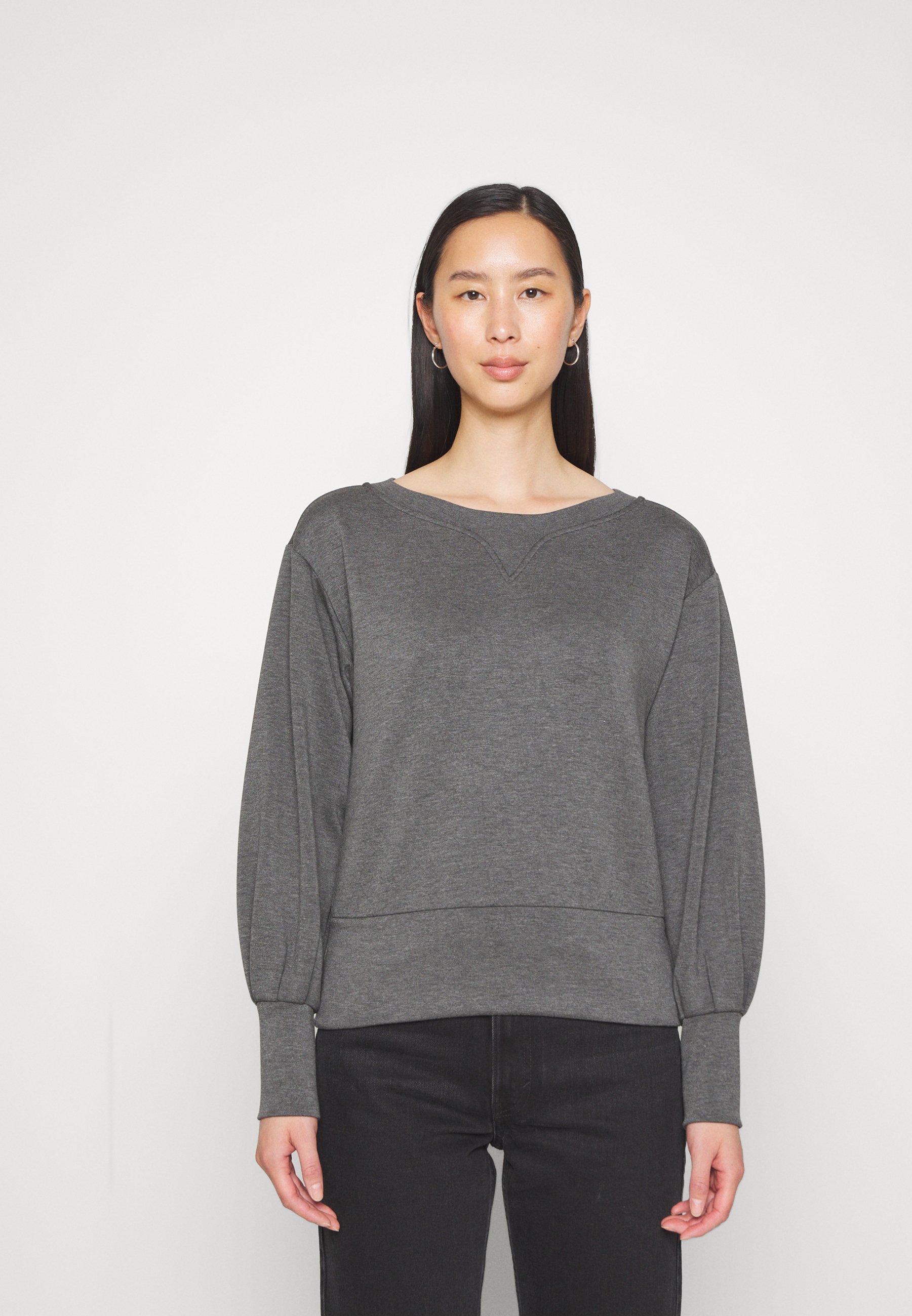 Scotch & Soda BOATNECK - Long sleeved top - dark grey melange/mottled dark grey