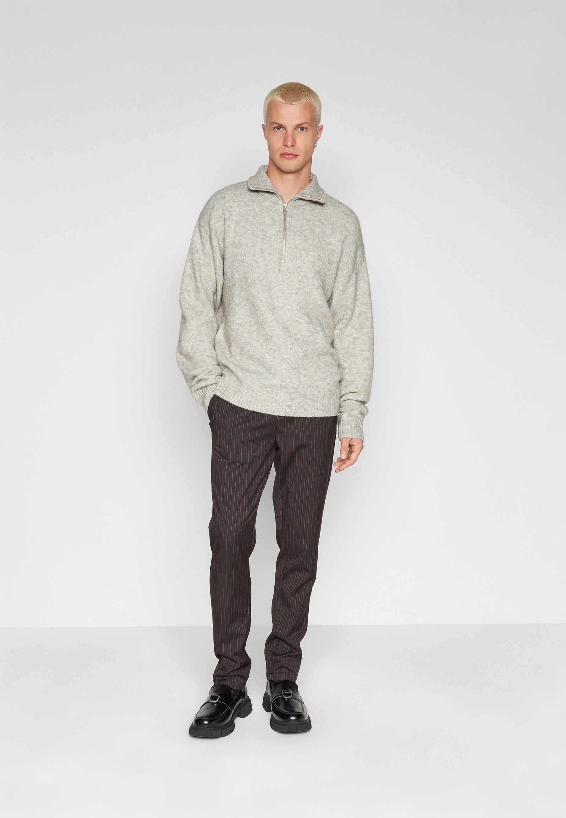 Jack &Jones JOROLLIE  HALF ZIP - Jumper - light grey melange/mottled light grey