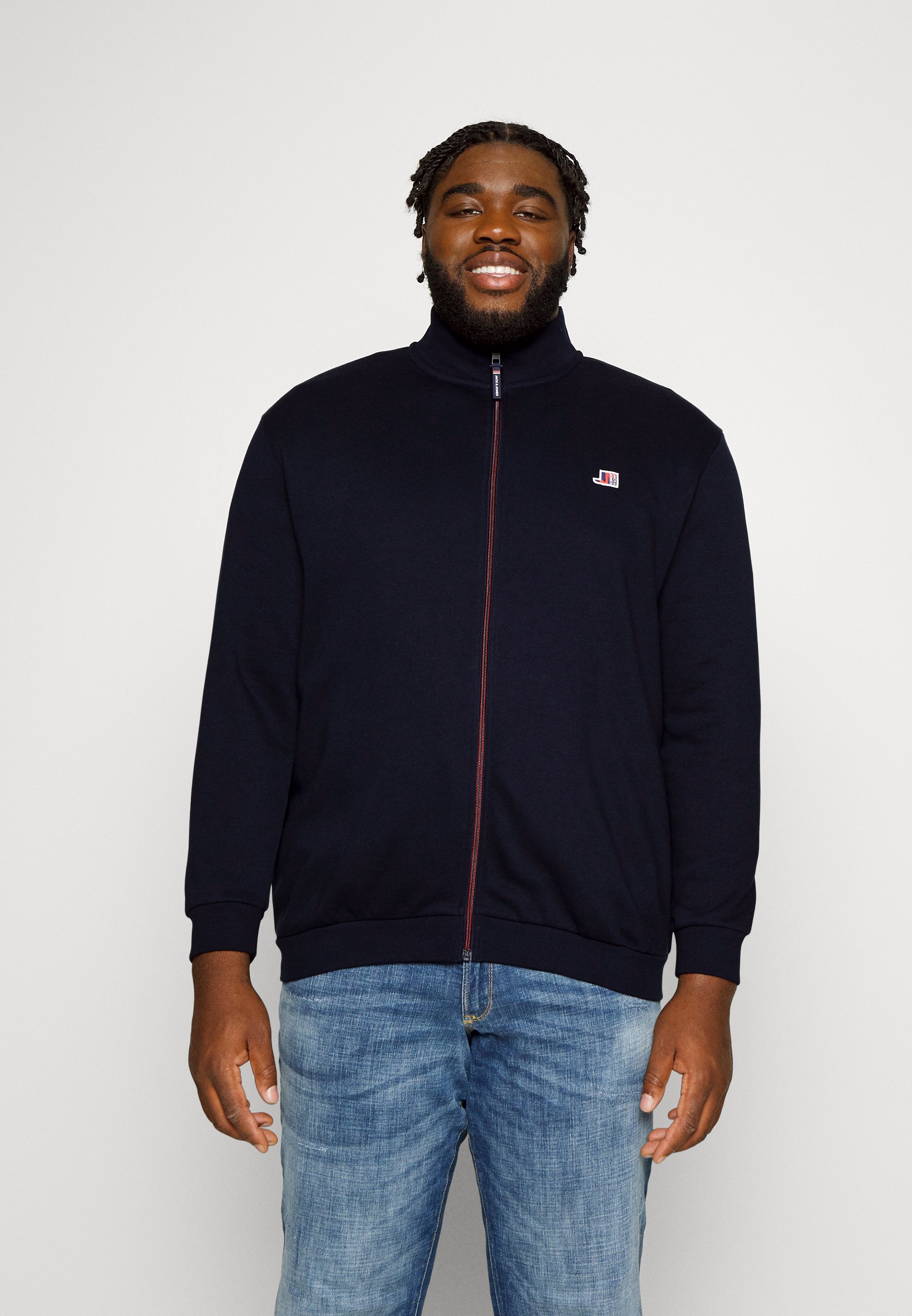 Jack &Jones JCOLOGAN ZIP HIGH NECK - Zip-up sweatshirt - navy blazer/dark blue