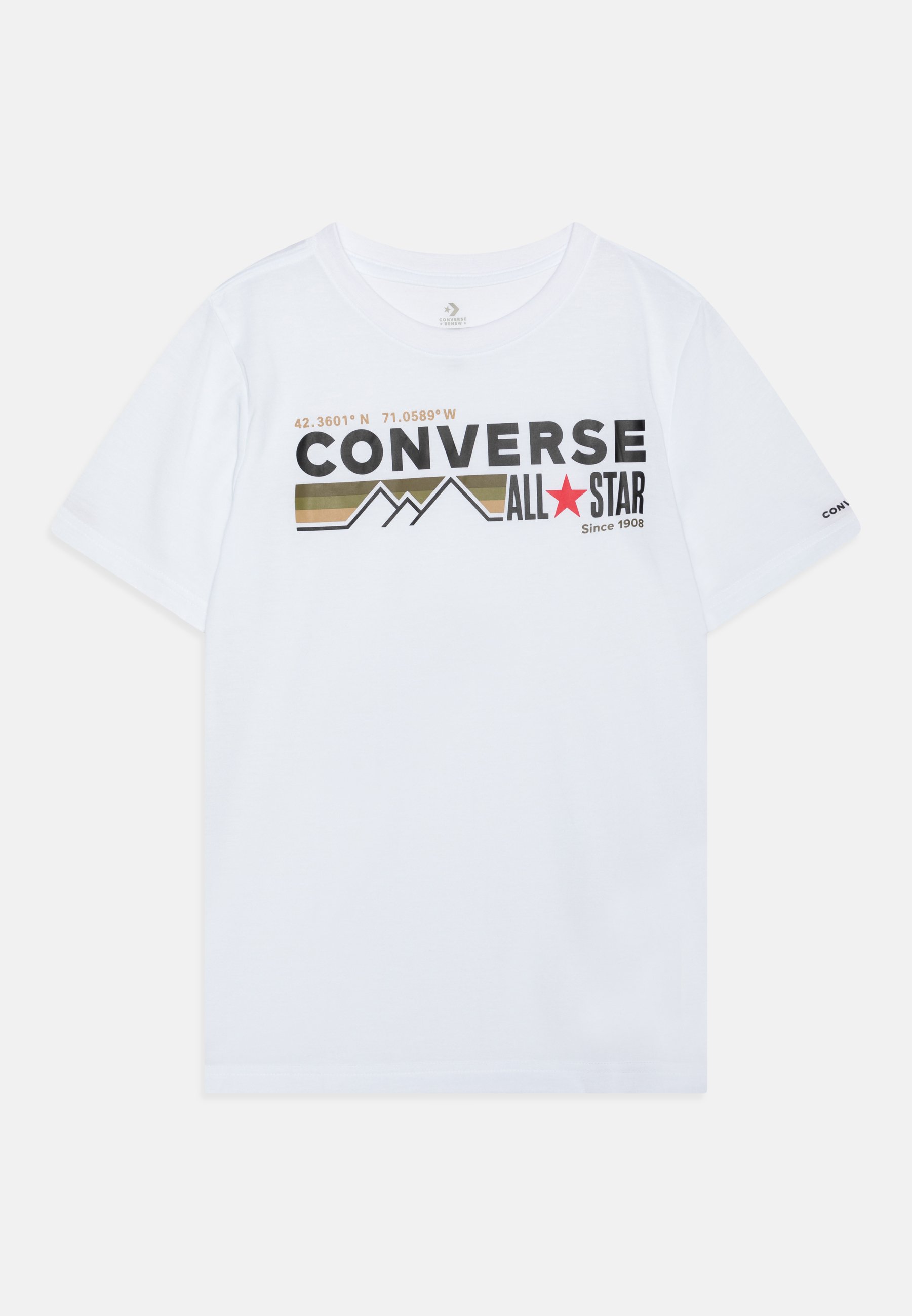 Converse WORDMARK CHEST STRIPE UNISEX - Print T-shirt - white