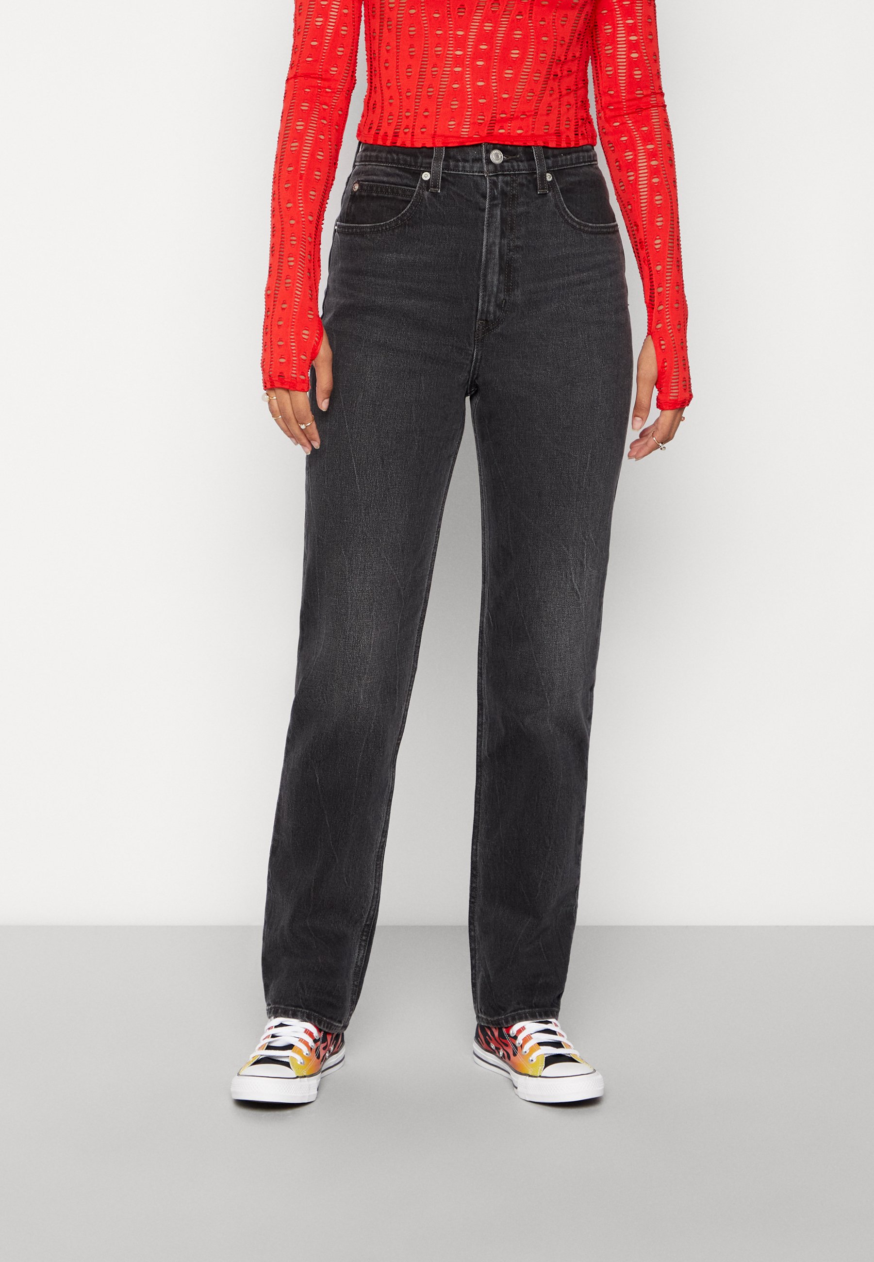 Levi's® 70S HIGH SLIM STRAIGHT - Straight leg jeans - black worn in/black denim