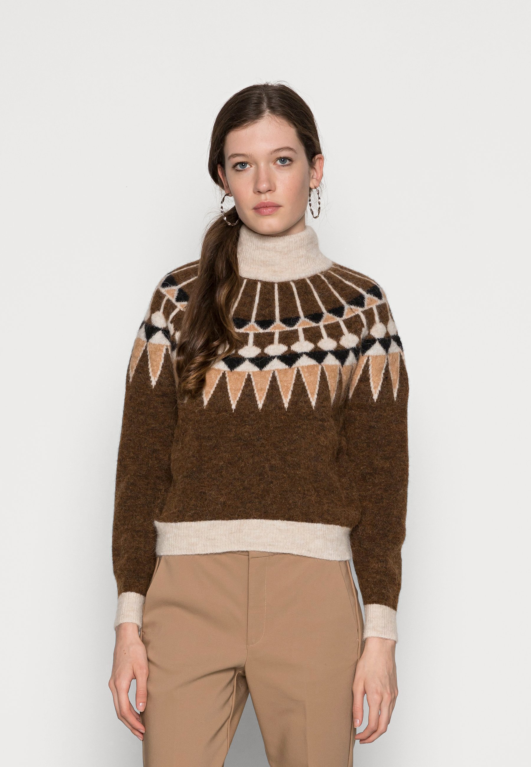 Vero Moda VMCELESTE FAIRYISLE - Jumper - emperador/birch/tan/black/brown