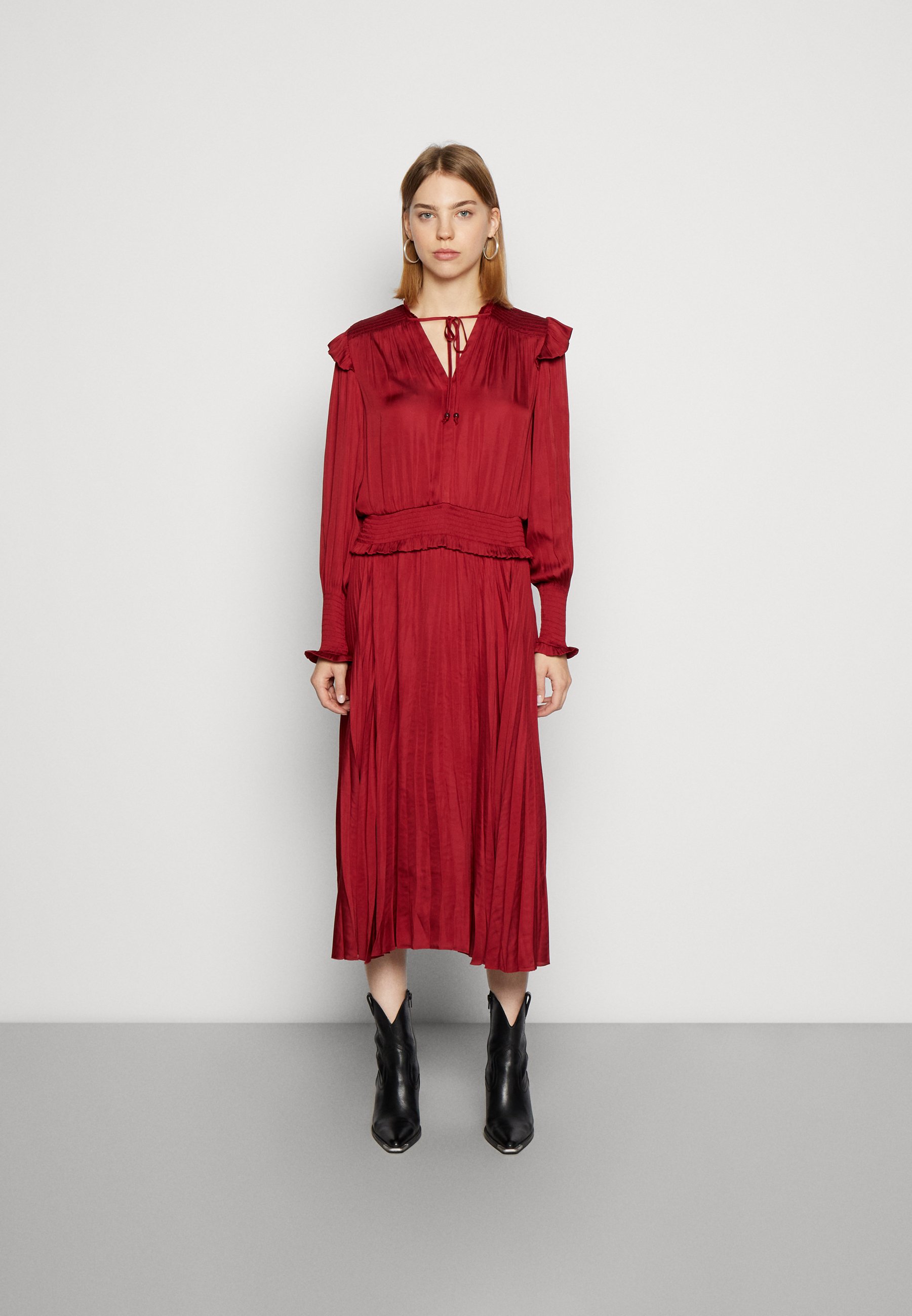 Scotch & Soda SMOCK STITCH MIDI DRESS - Day dress - deep raspberry/red